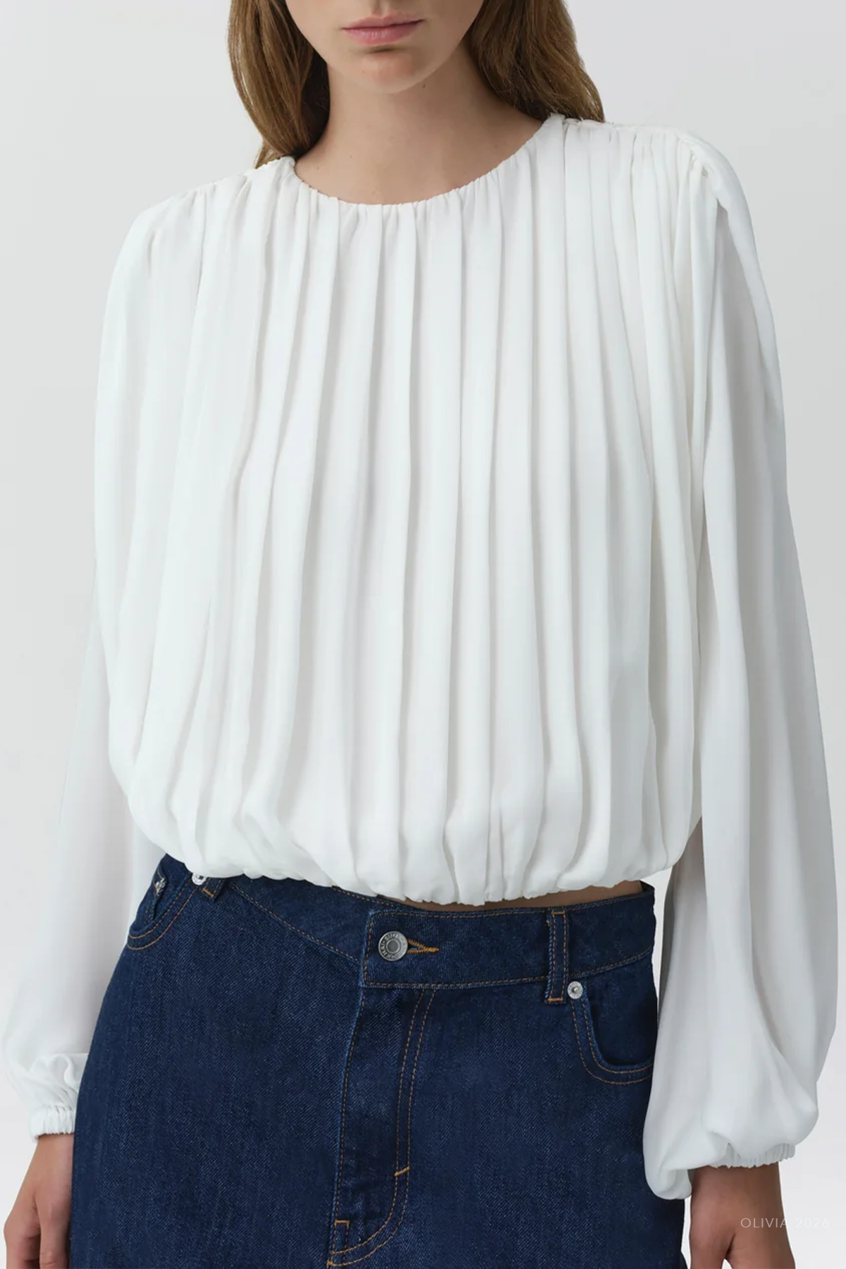 Frida Silk Georgette Top in Ivory