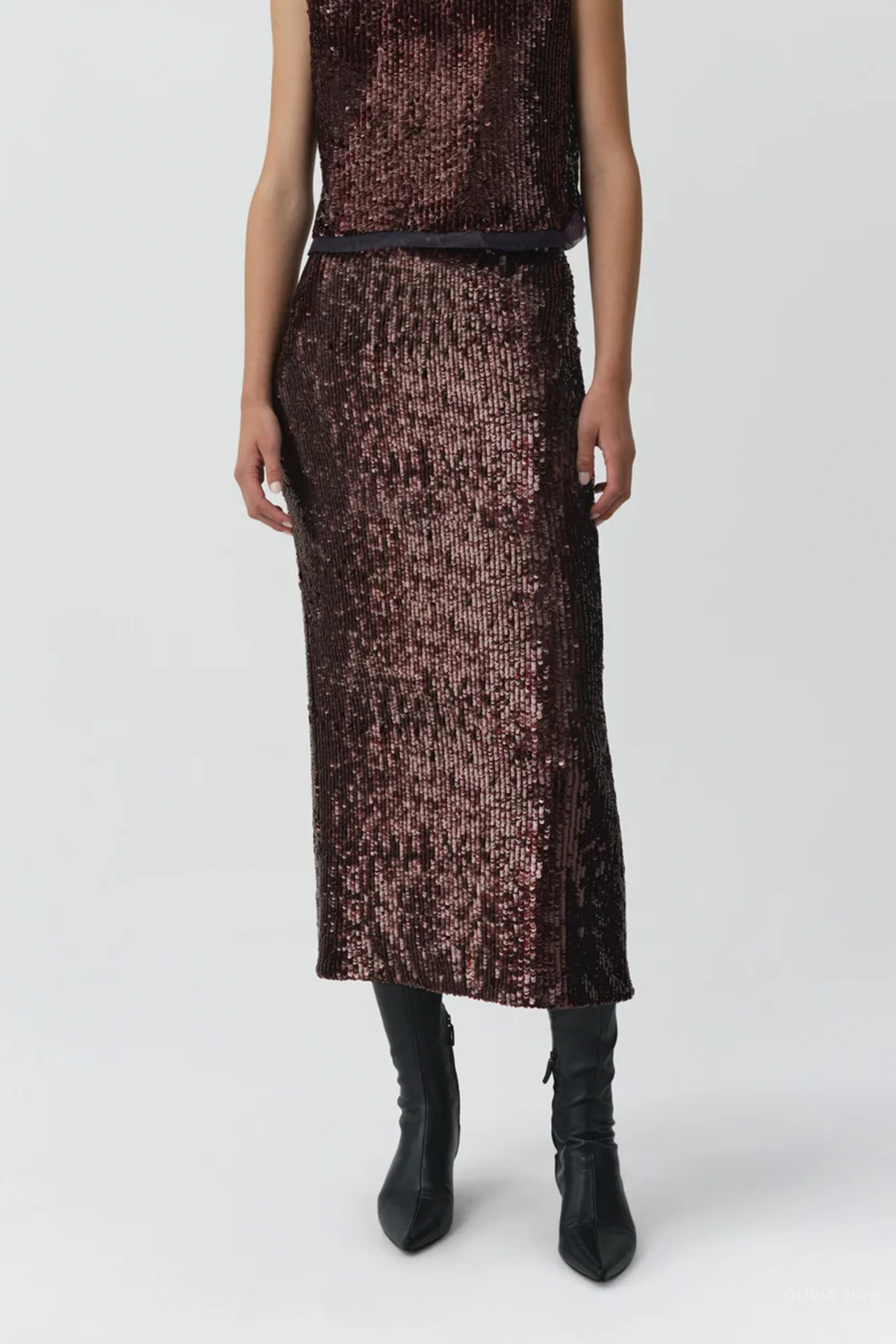 Nikki Midi Skirt in Fig