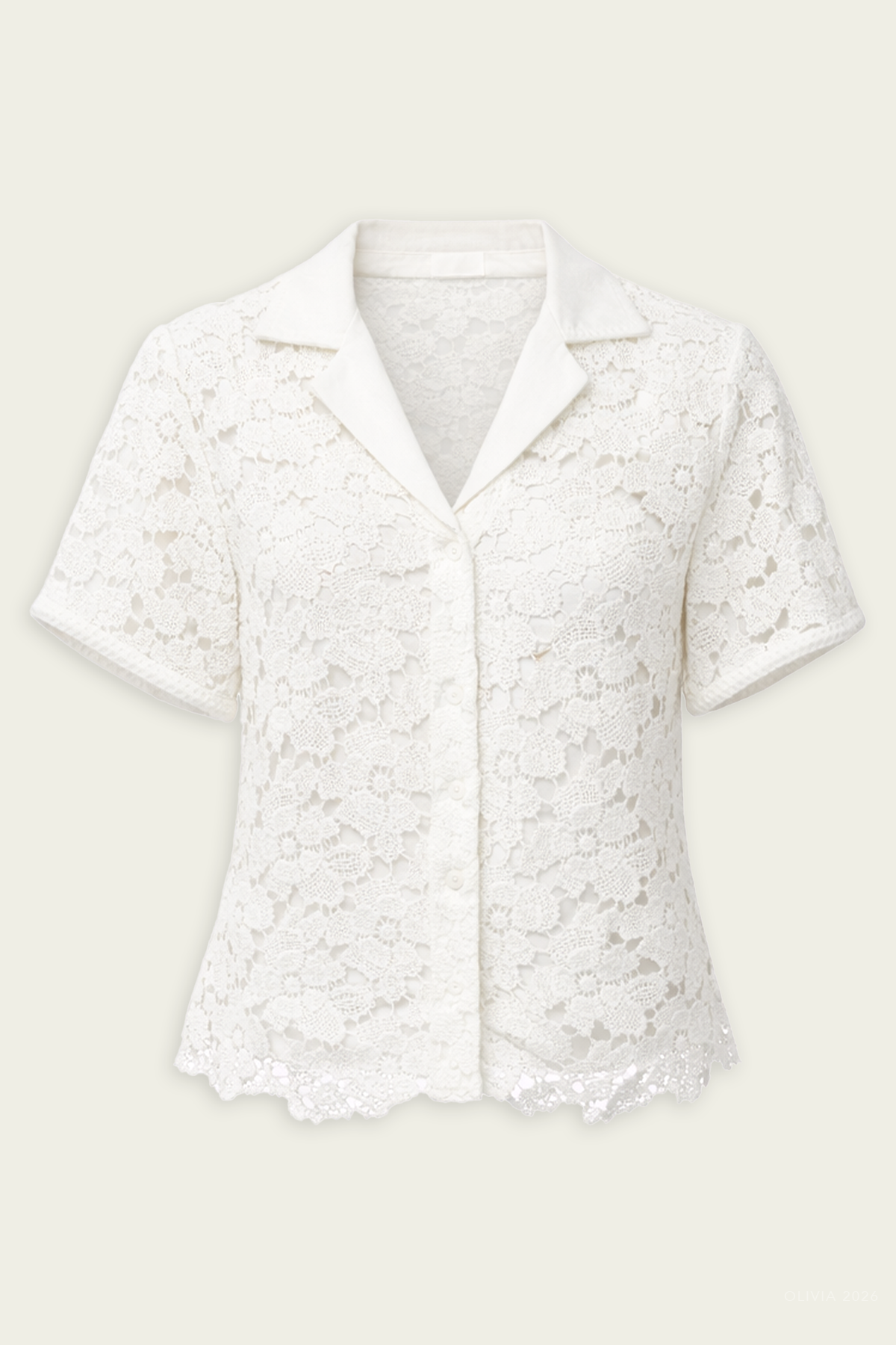 Glenn Lace Camp Shirt in Ivory