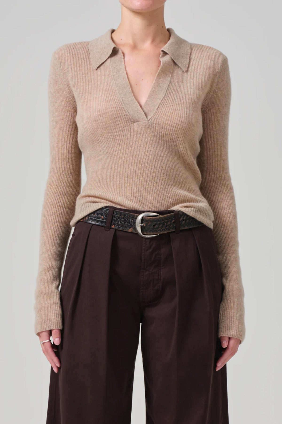 Simone Polo Sweater in Fawn - shop - olivia.com