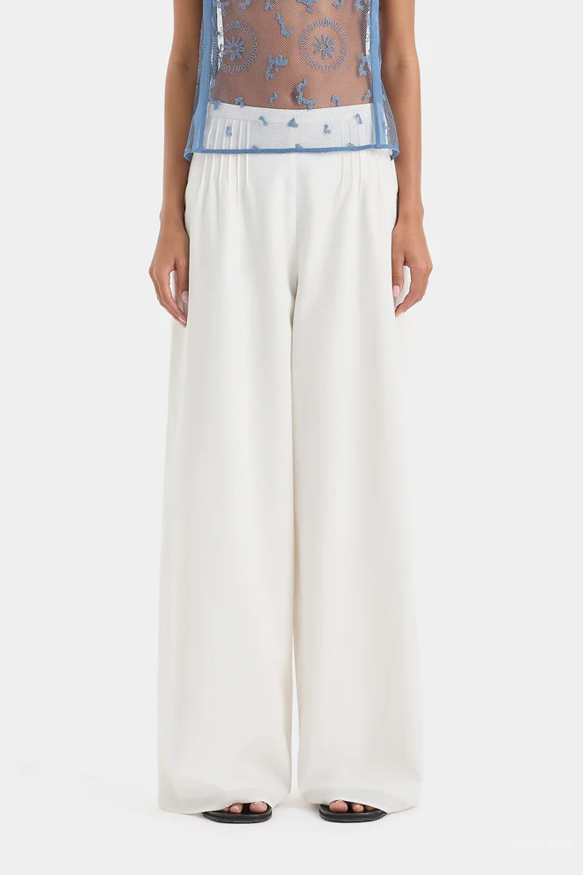 Beatrice Pintuck Pant in Ivory