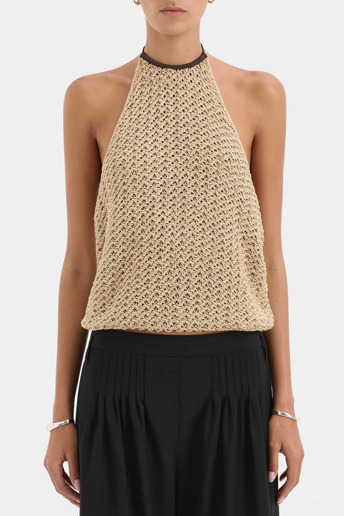 Ellinor Halter Top in Light Beige