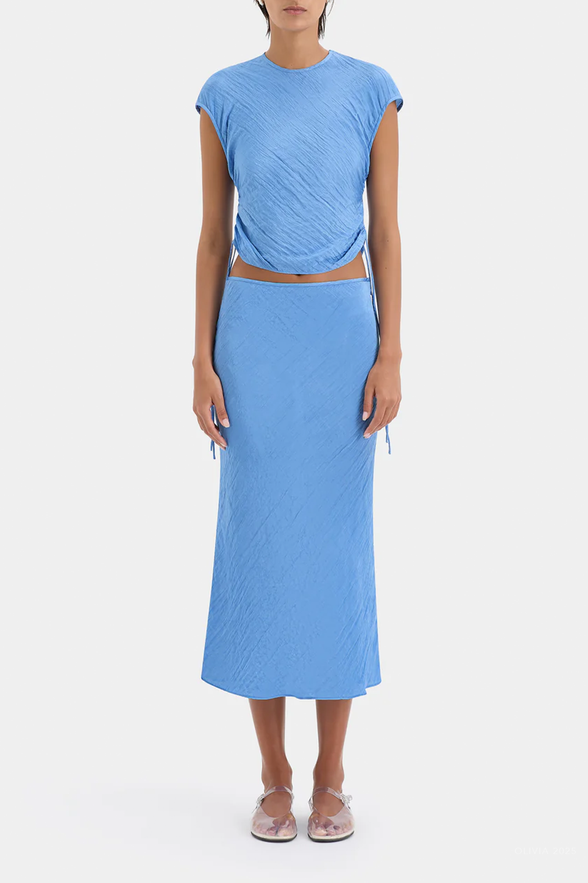 Ligera Gathered Top in Cornflower