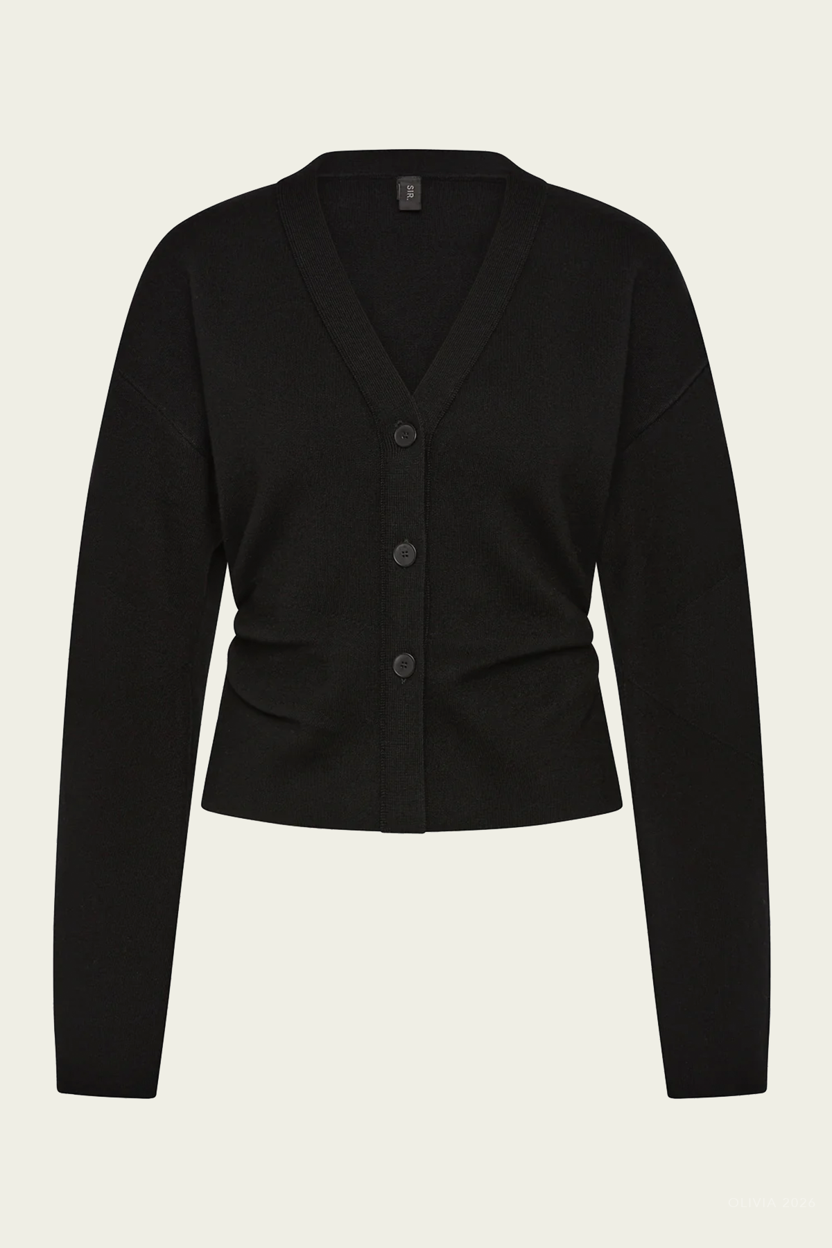 Ayana Gathered Cardigan in Black