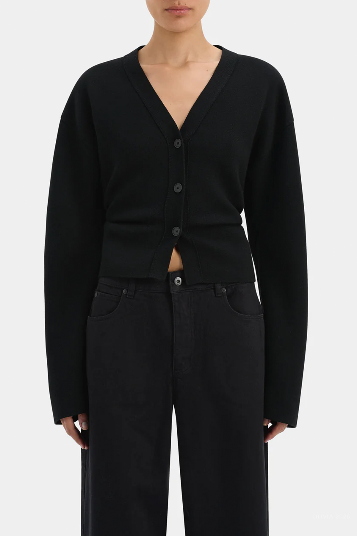Ayana Gathered Cardigan in Black