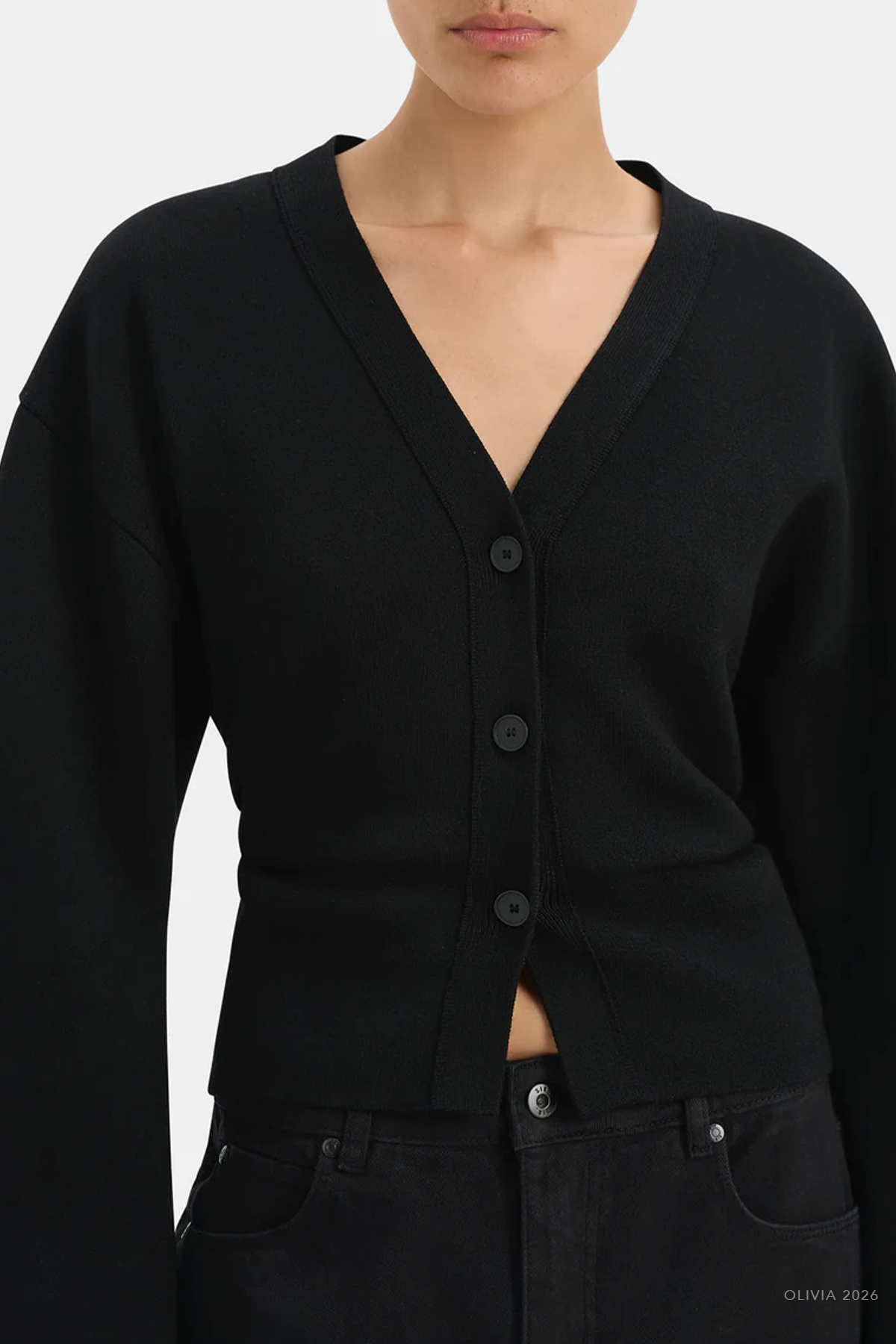 Ayana Gathered Cardigan in Black