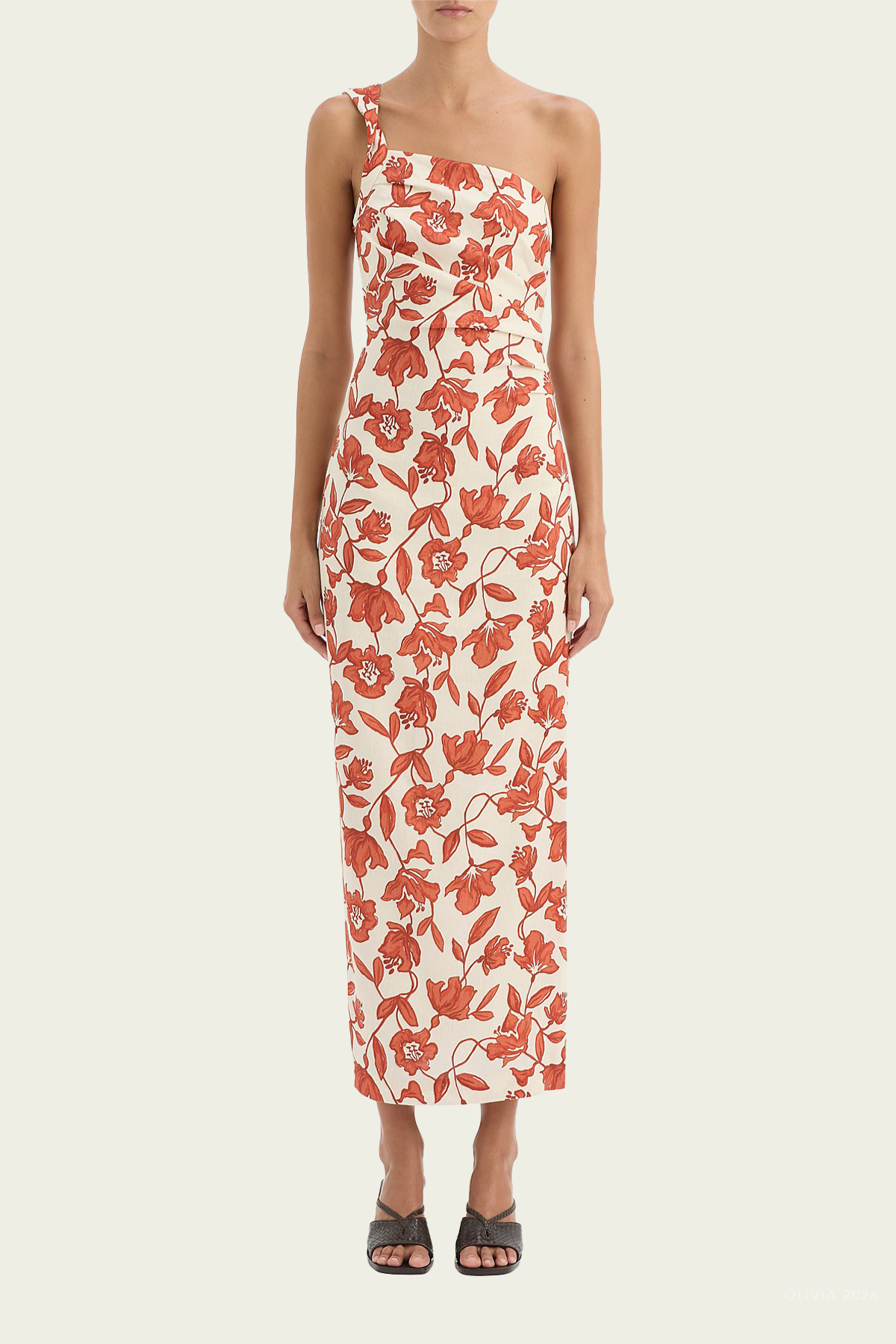 Chloe One-Shoulder Midi Dress in Tuileries
