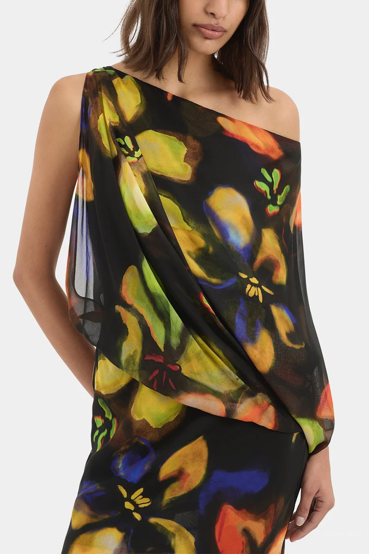 Arisa Maxi Dress in Blur Poppy