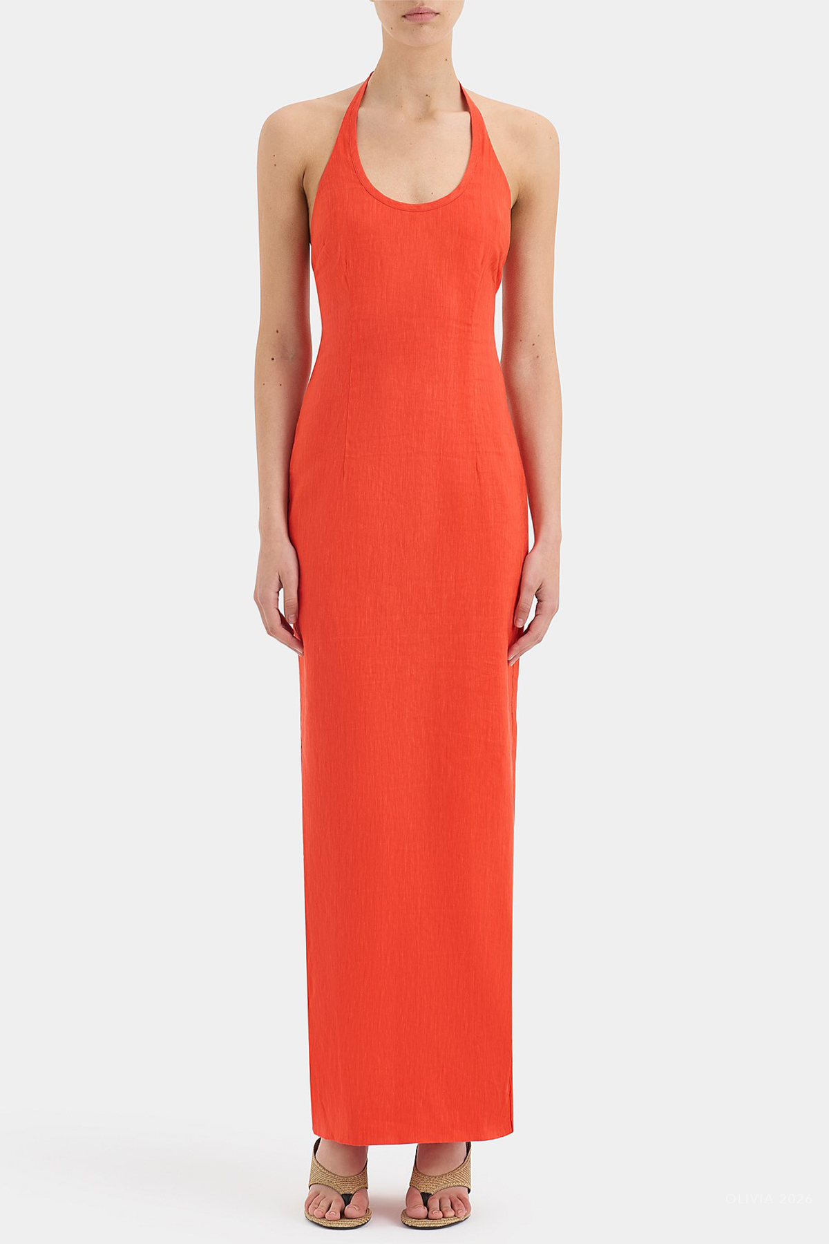 Eloide Halter Midi Dress in Poppy
