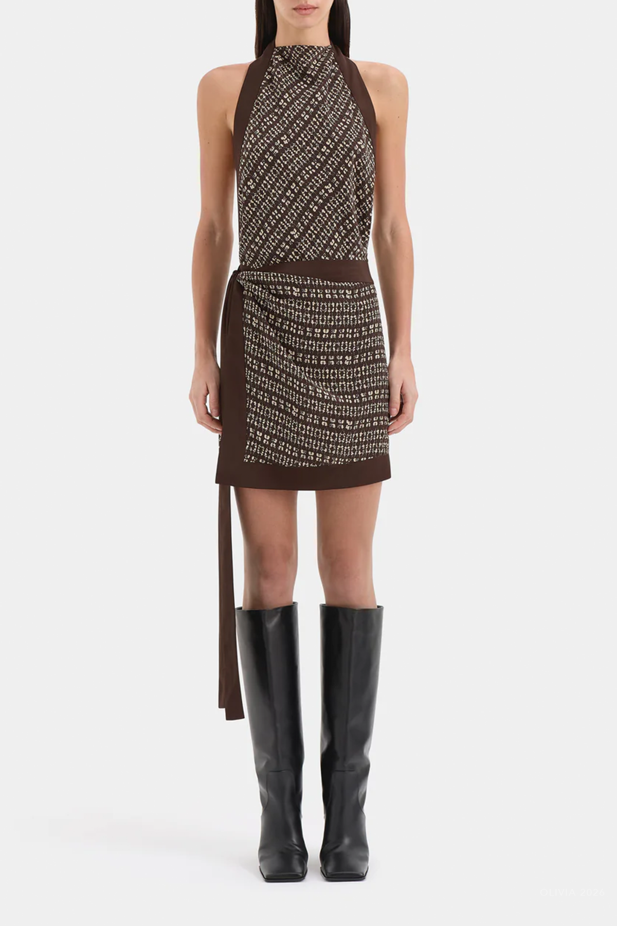 Astrid Open Back Mini Dress in Tisso Plum