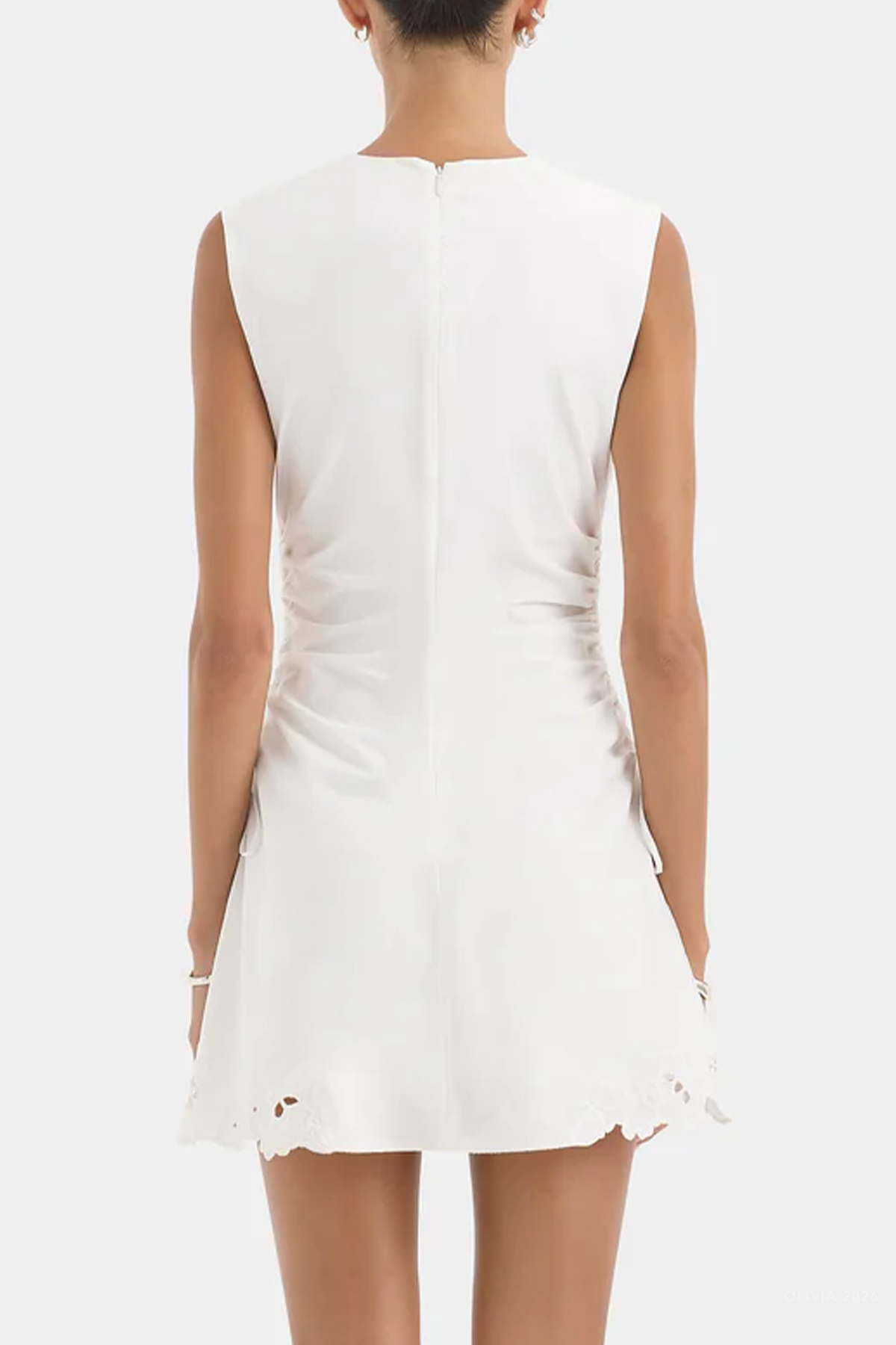 Klara Ruched Mini Dress in Ivory