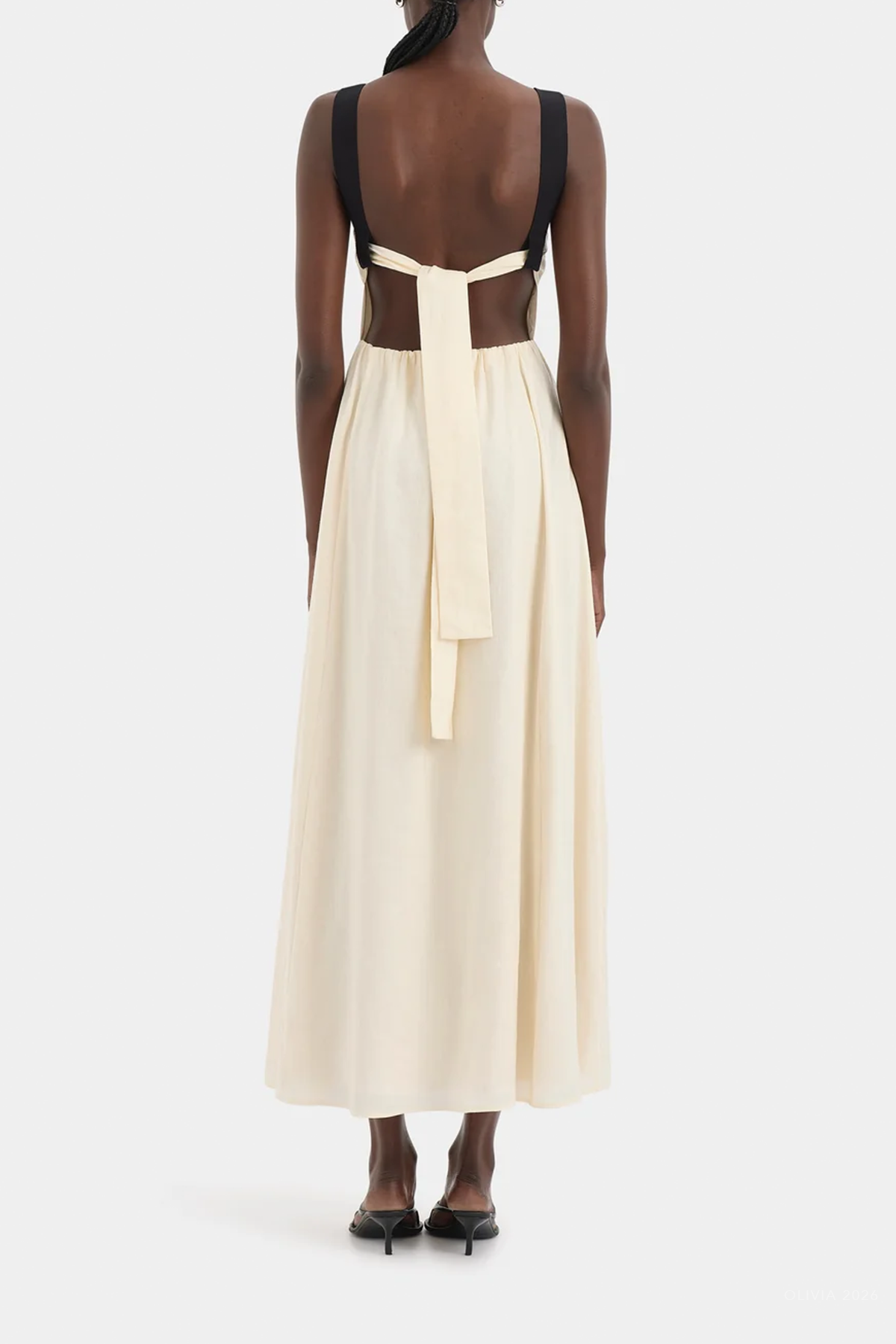 Ayla Tie Back Maxi Dress in Bone