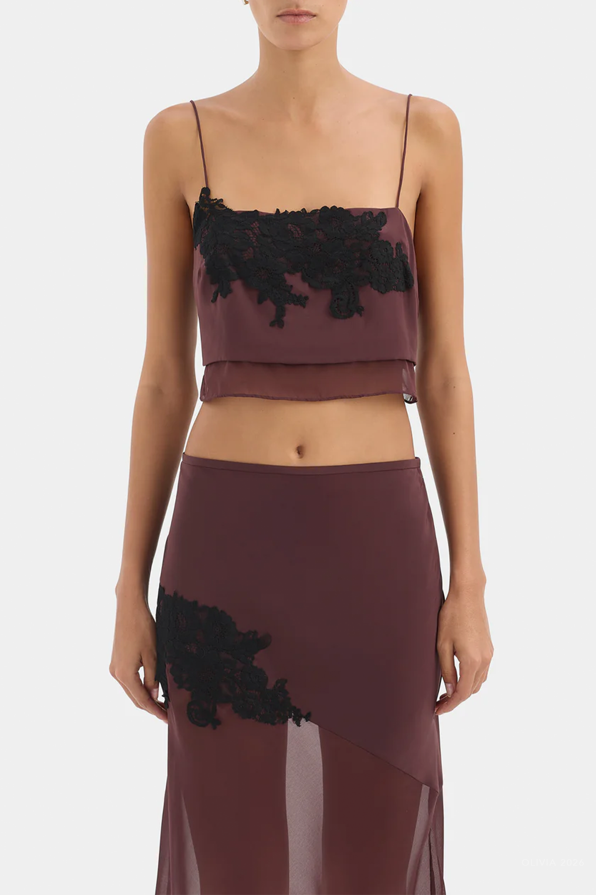 Noria Cropped Cami in Dark Plum