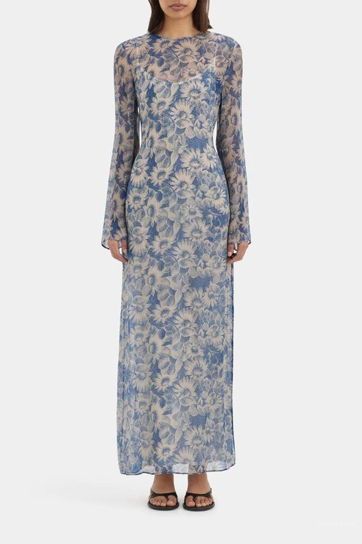Lilia Long-Sleeve Dress in Daisy Meadow