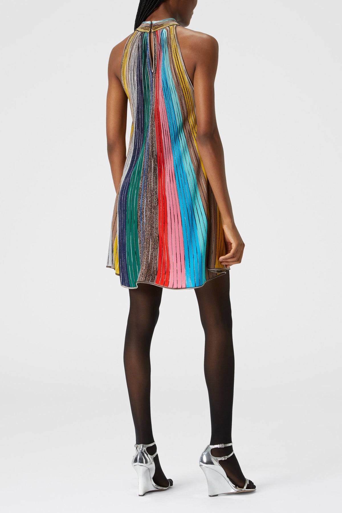 Sleeveless Mini - Dress in Lamé Pleated Knit - shop - olivia.com