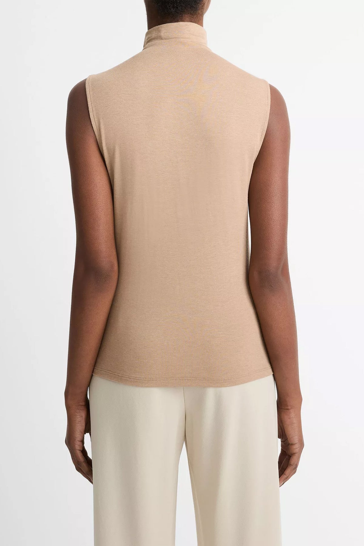 Sleeveless Turtleneck in Heather Cashew - shop - olivia.com