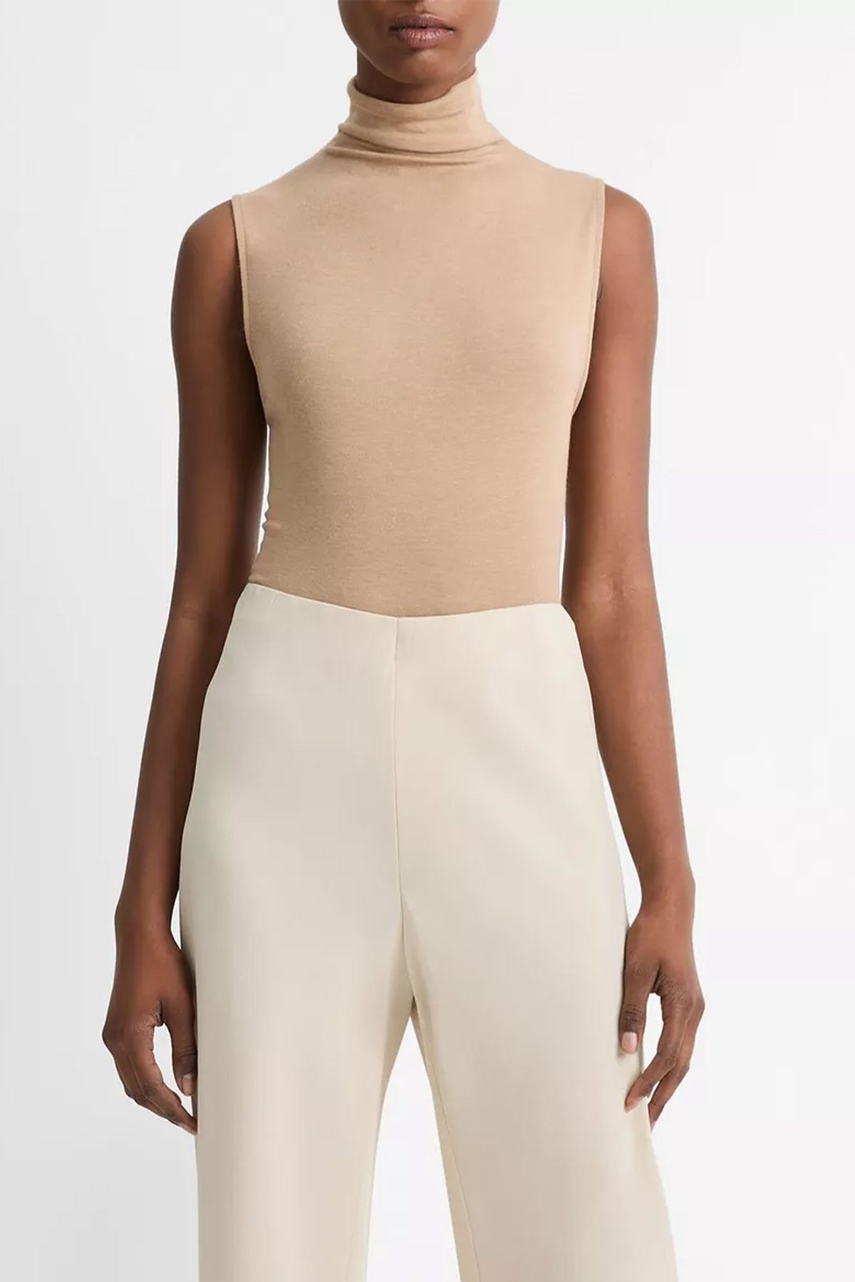 Sleeveless Turtleneck in Heather Cashew - shop - olivia.com