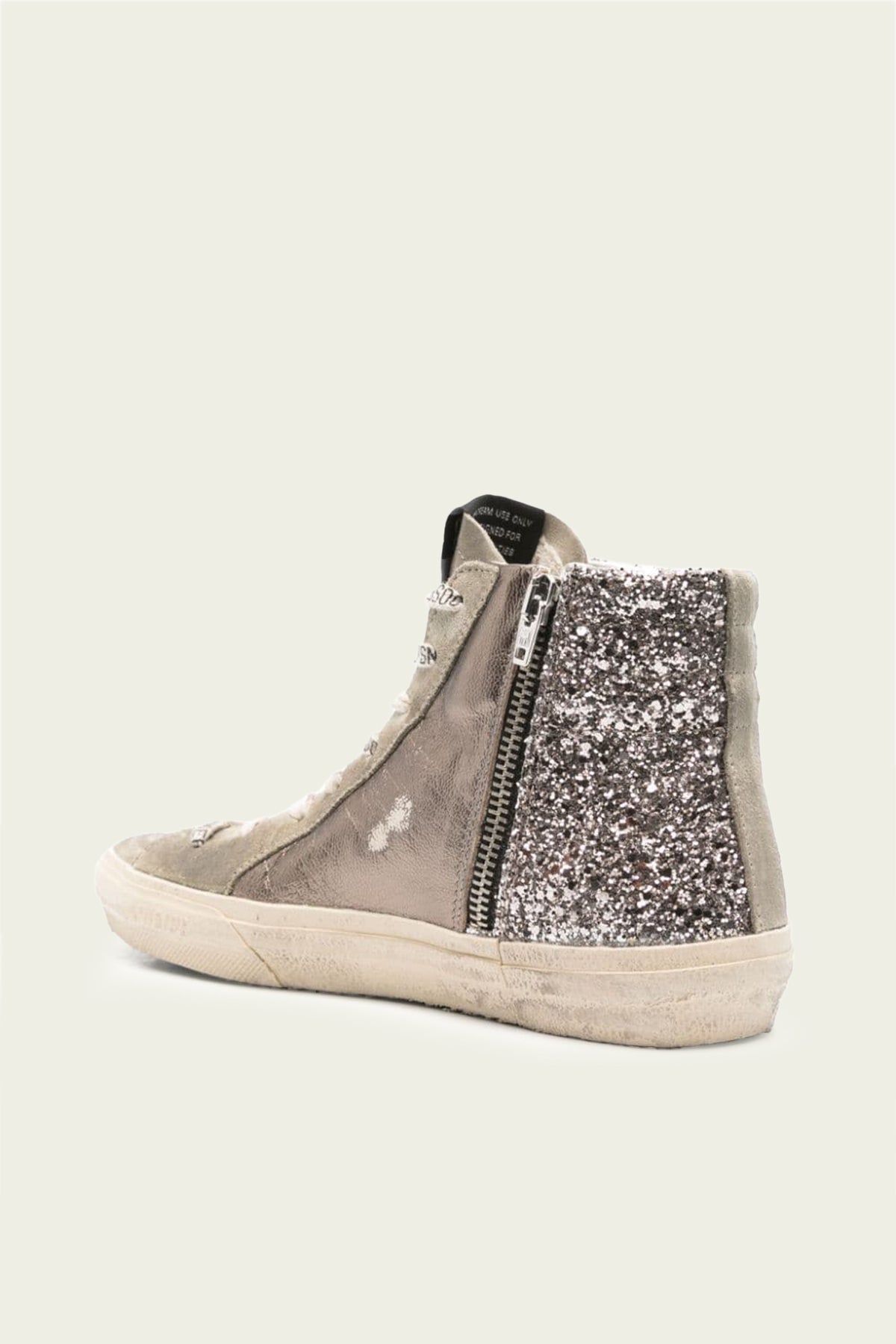 Slide Bronze and Silver Glitter Leather Sneaker - shop - olivia.com