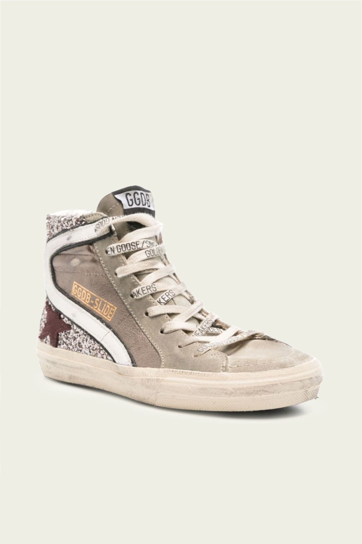 Slide Bronze and Silver Glitter Leather Sneaker - shop - olivia.com