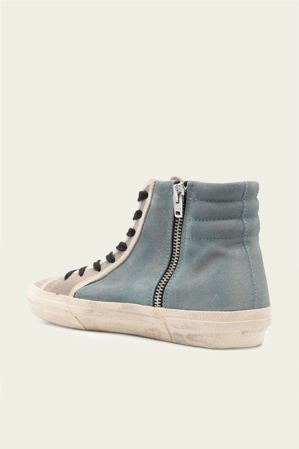 Slide Smoke Blue Suede Leather Sneaker - shop - olivia.com