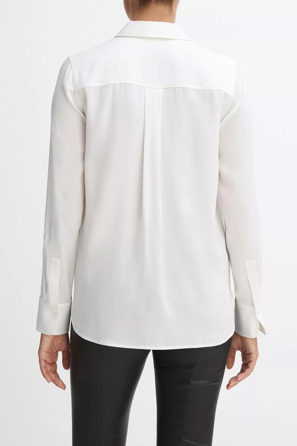 Slim Fitted Stretch-Silk Blouse in Optic White - shop-olivia.com