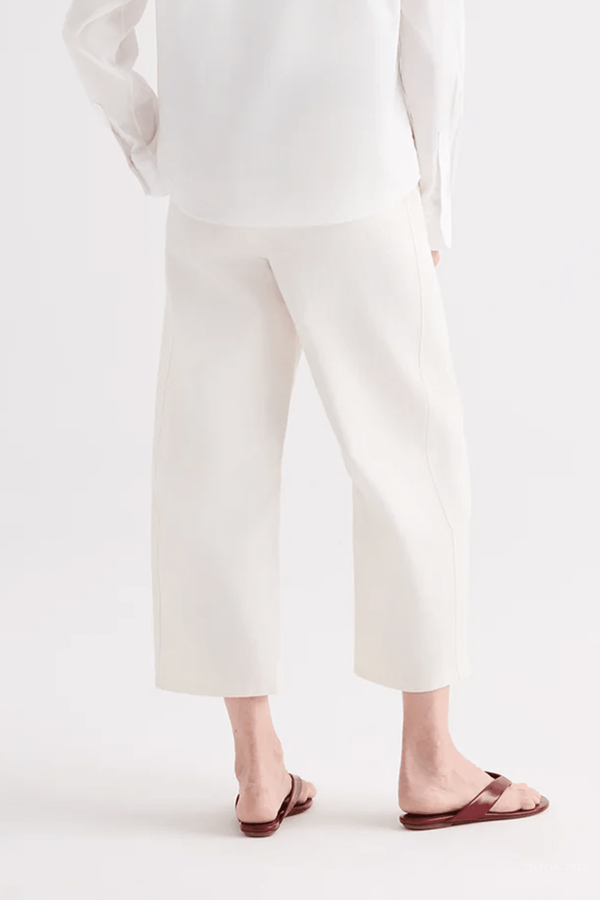 Slouchy BF Trouser in Ivory - shop-olivia.com