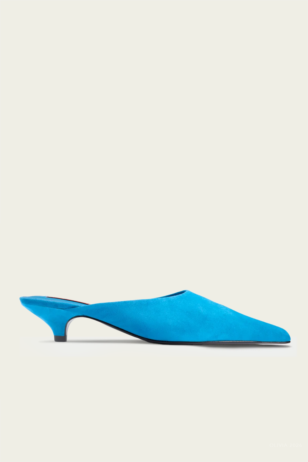 Suede Arrow Mule in Aqua Blue
