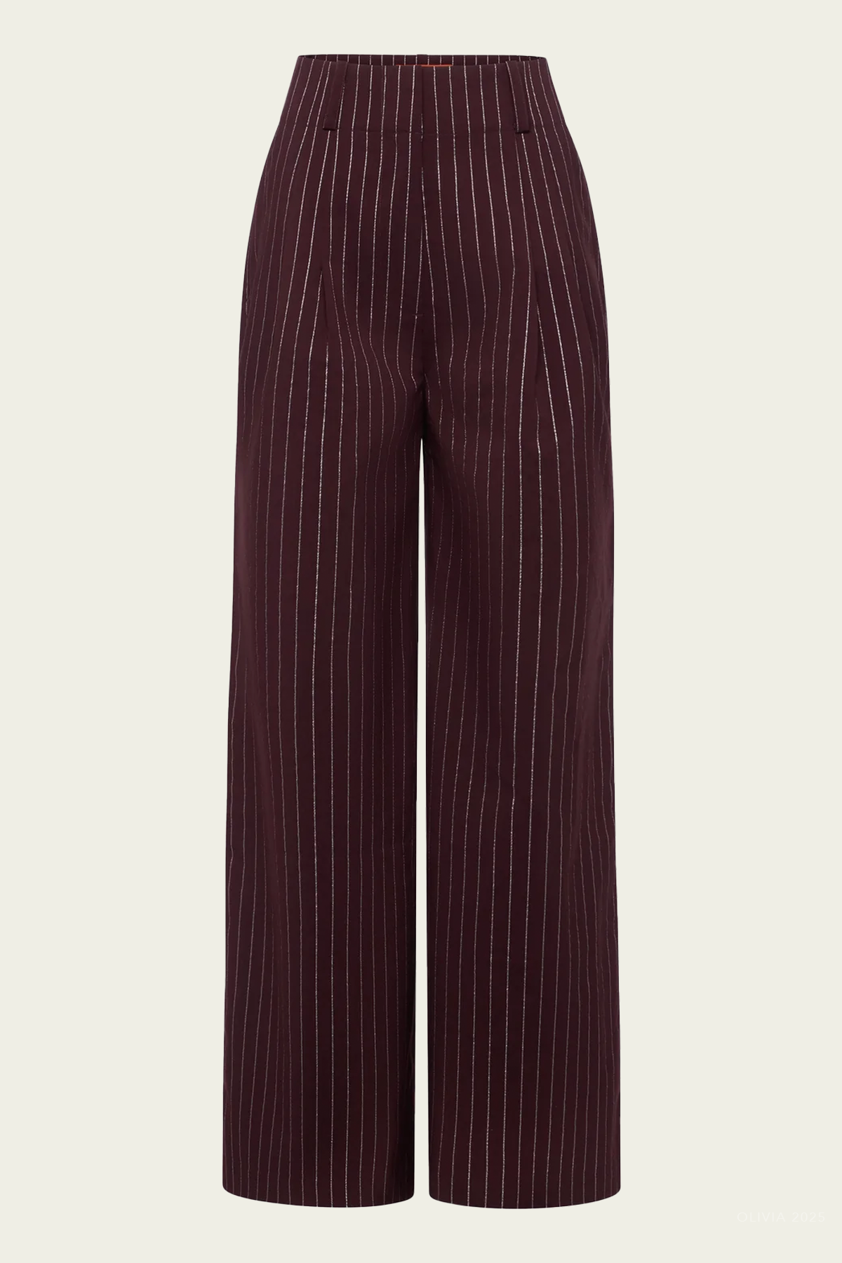 Bloo Pinstripe Pant in Bordeaux Metallic Pinstripe