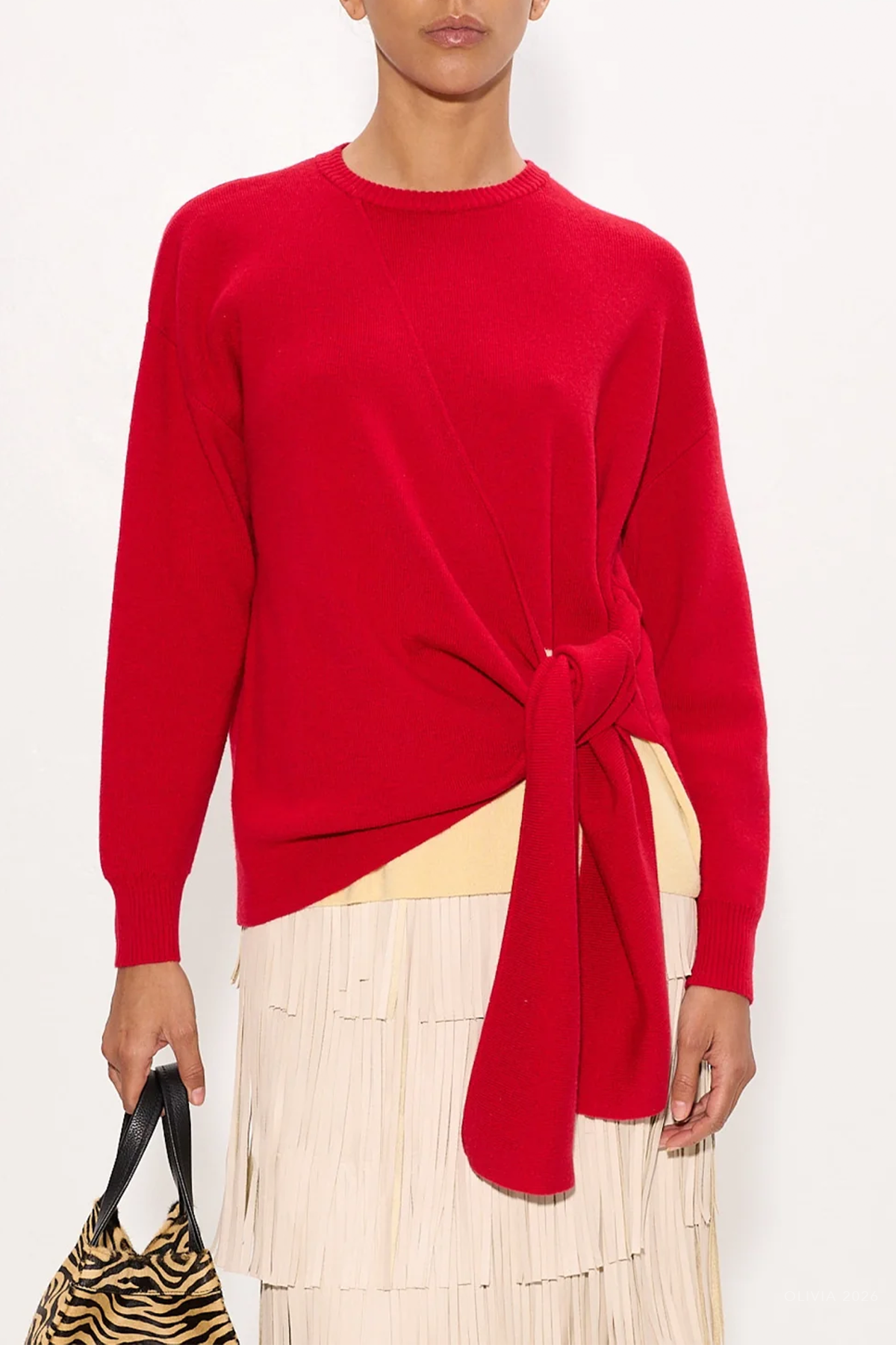 Vista Merino Blend Sweater in Butter Classic Red