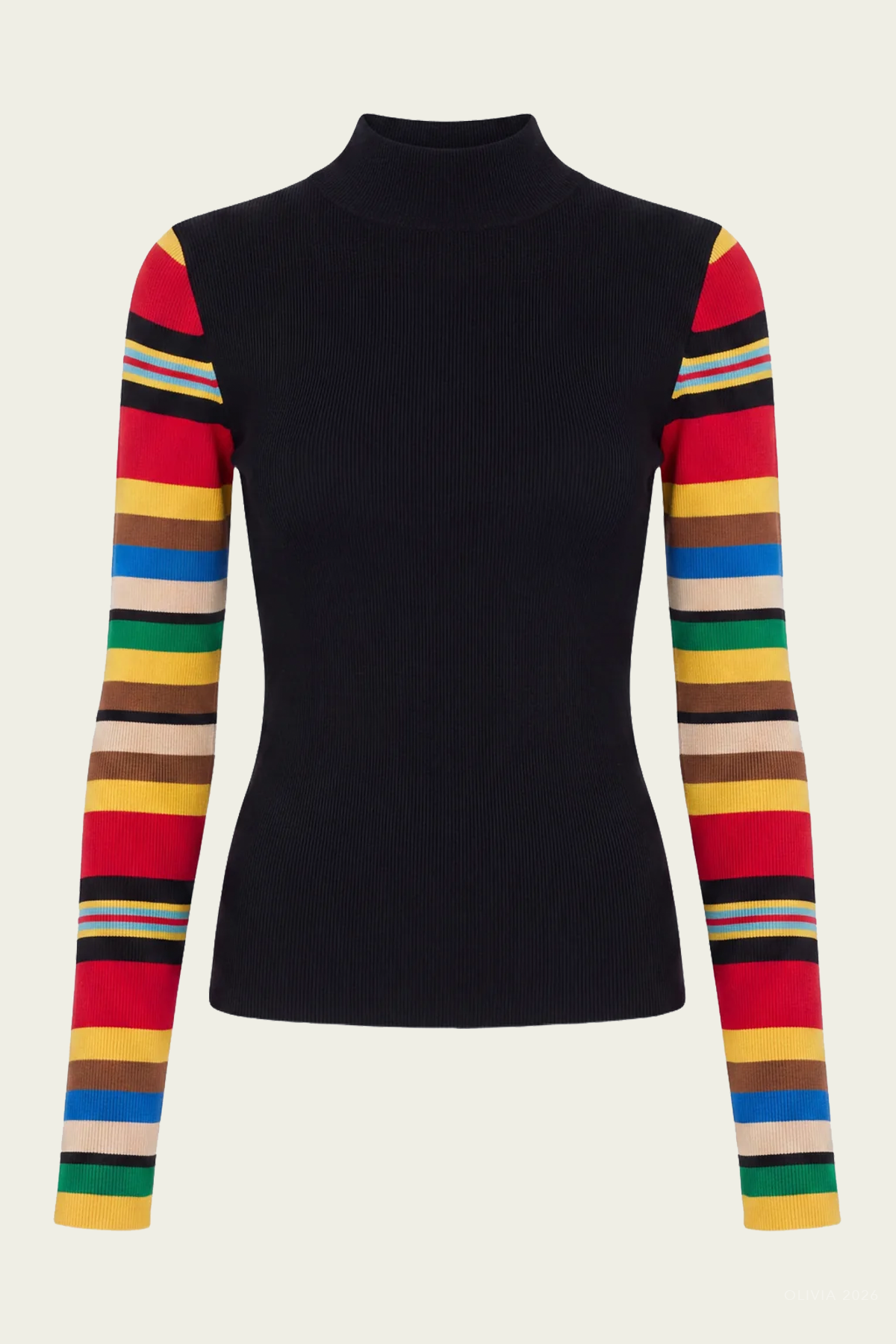 Adri Knit Top in Black Multi Stripe