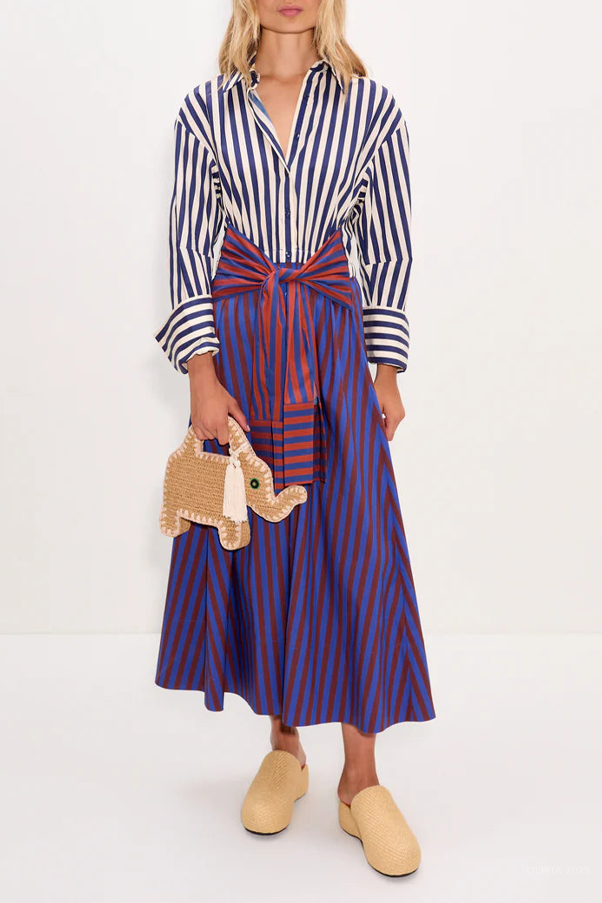Inna Poplin Maxi Dress in Cobalt Stripe Multi