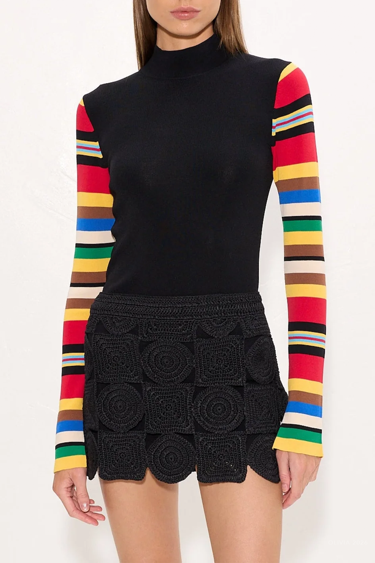 Adri Knit Top in Black Multi Stripe