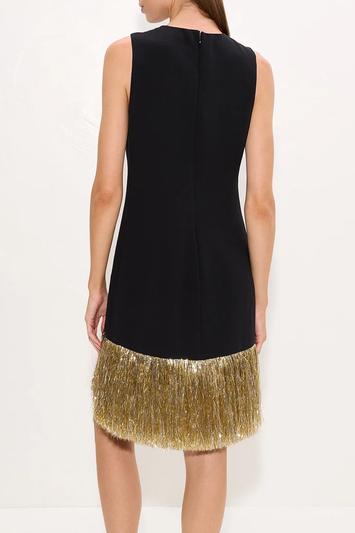 Bowie Fringe Mini Dress in Black