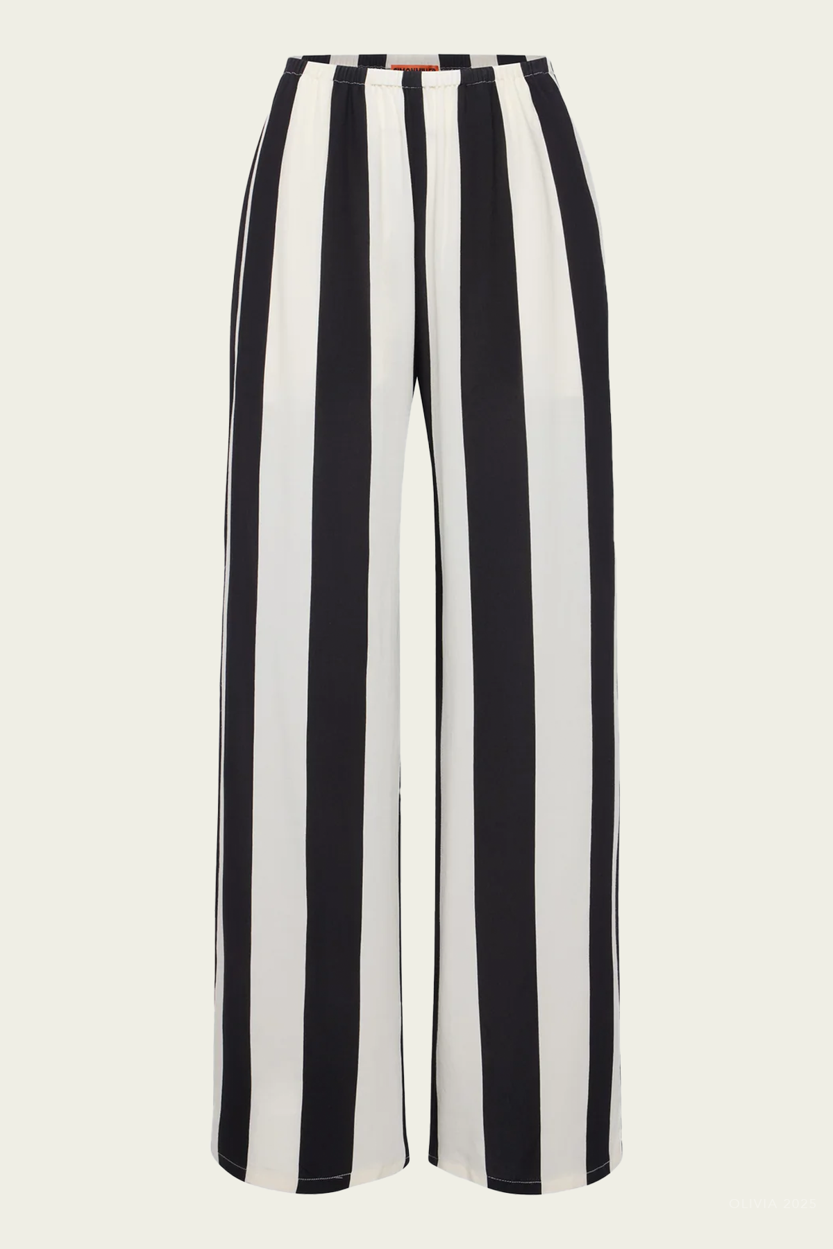 Nella Crepe Wide-Leg Pant in Black White Stripe