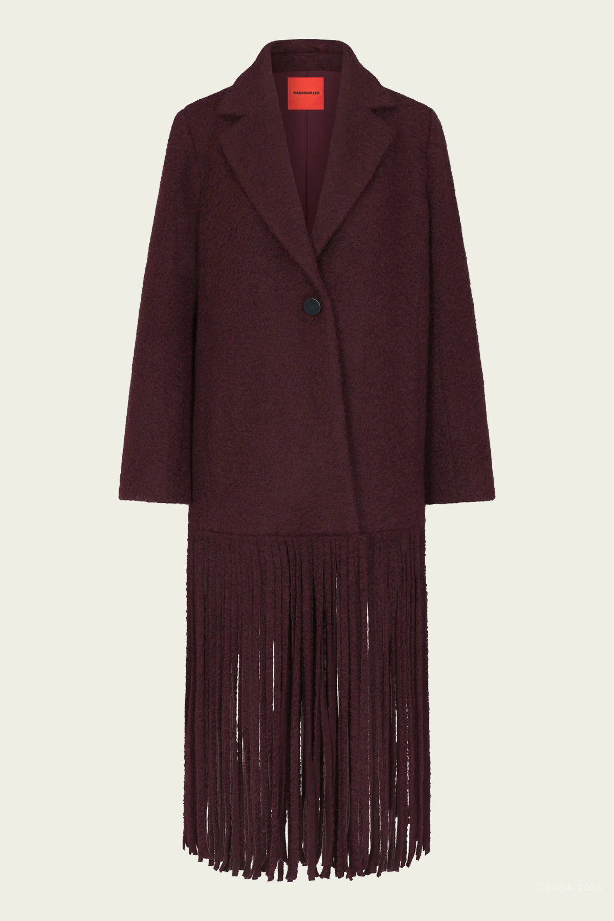 Vero Fringe Coat in Bordeaux