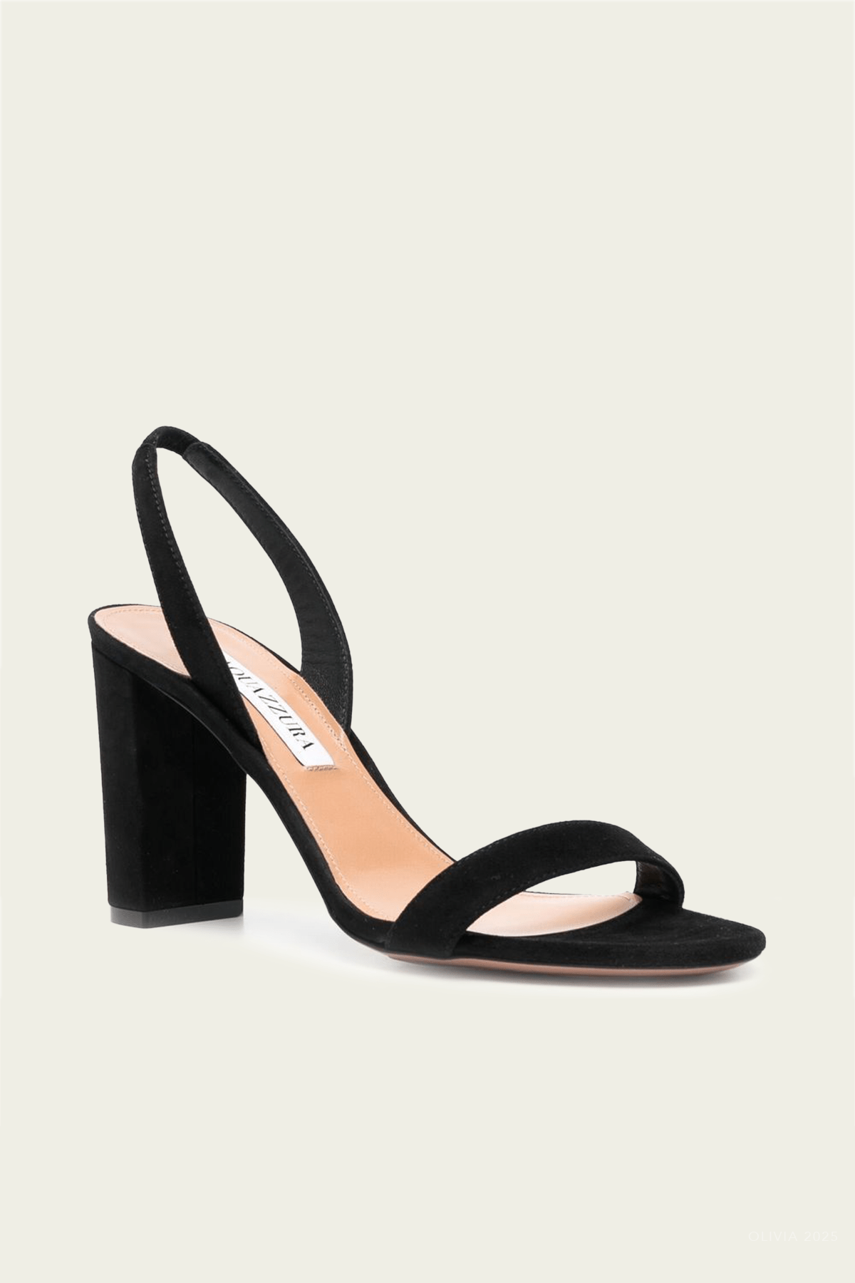 So Nude Block Suede Sandal 85 in Black - shop - olivia.com