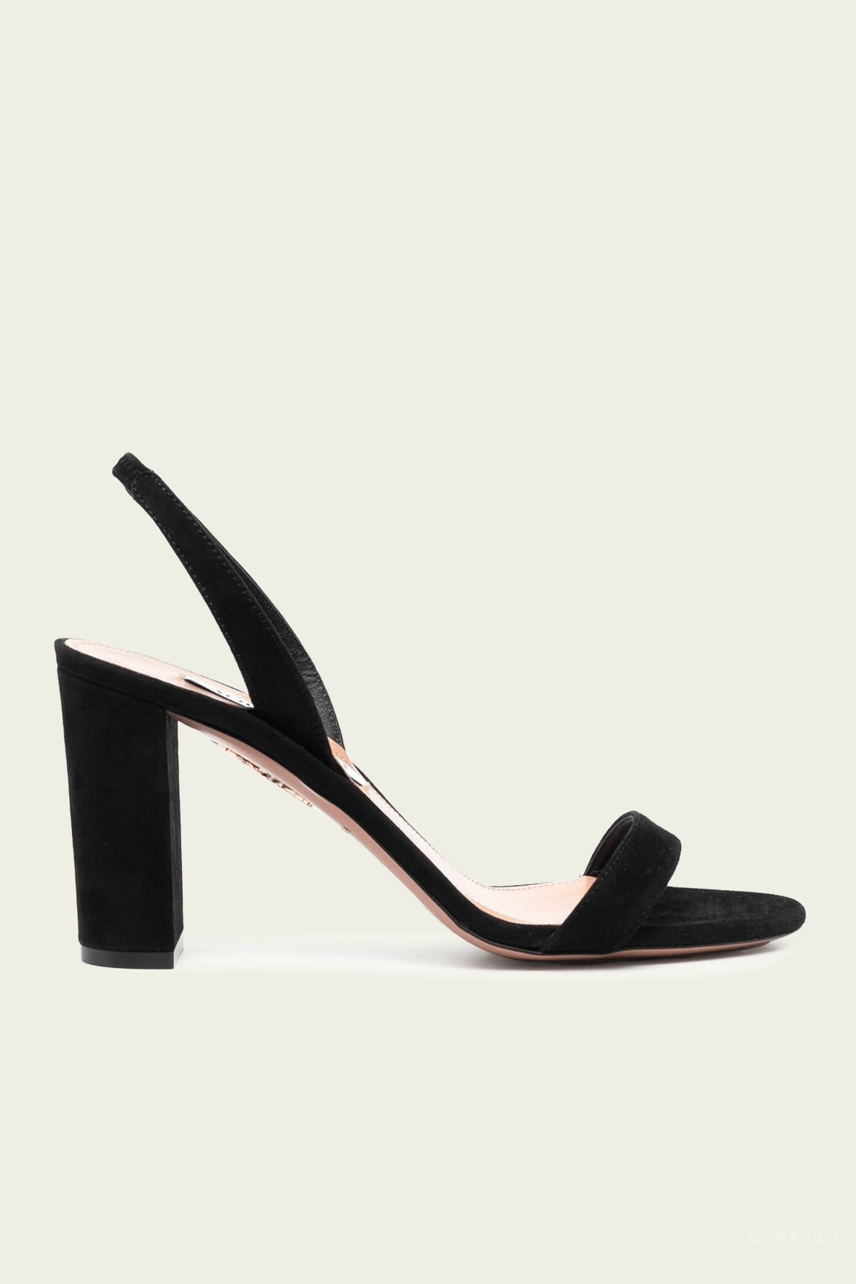 So Nude Block Suede Sandal 85 in Black - shop - olivia.com