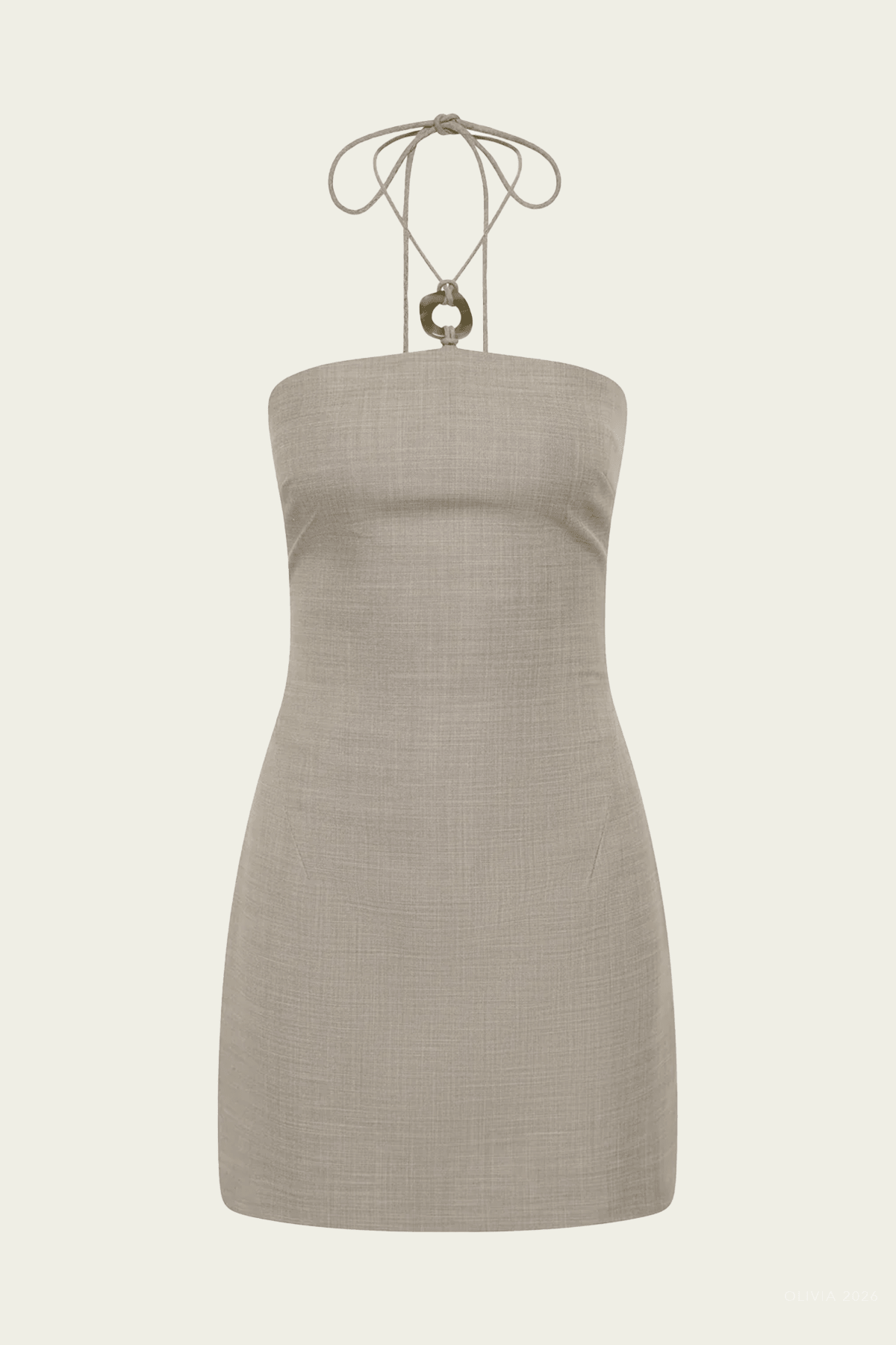 Solene Halter Mini Dress in Grey Marle - shop - olivia.com