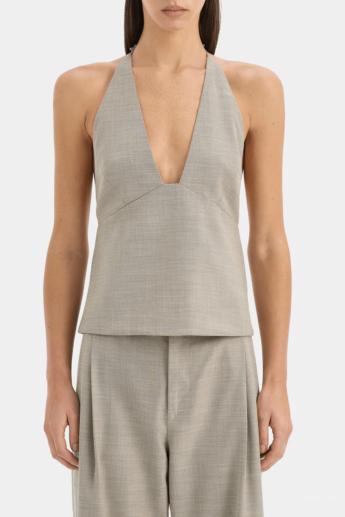 Solene Halter Top in Grey Marle - shop - olivia.com