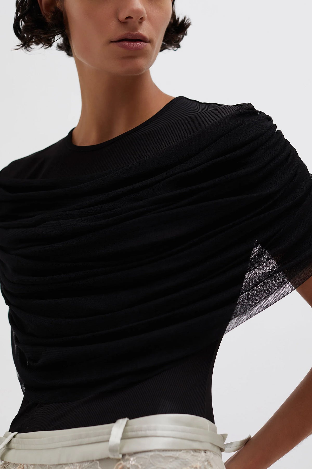 Sonora Veiled Tee in Black - shop - olivia.com