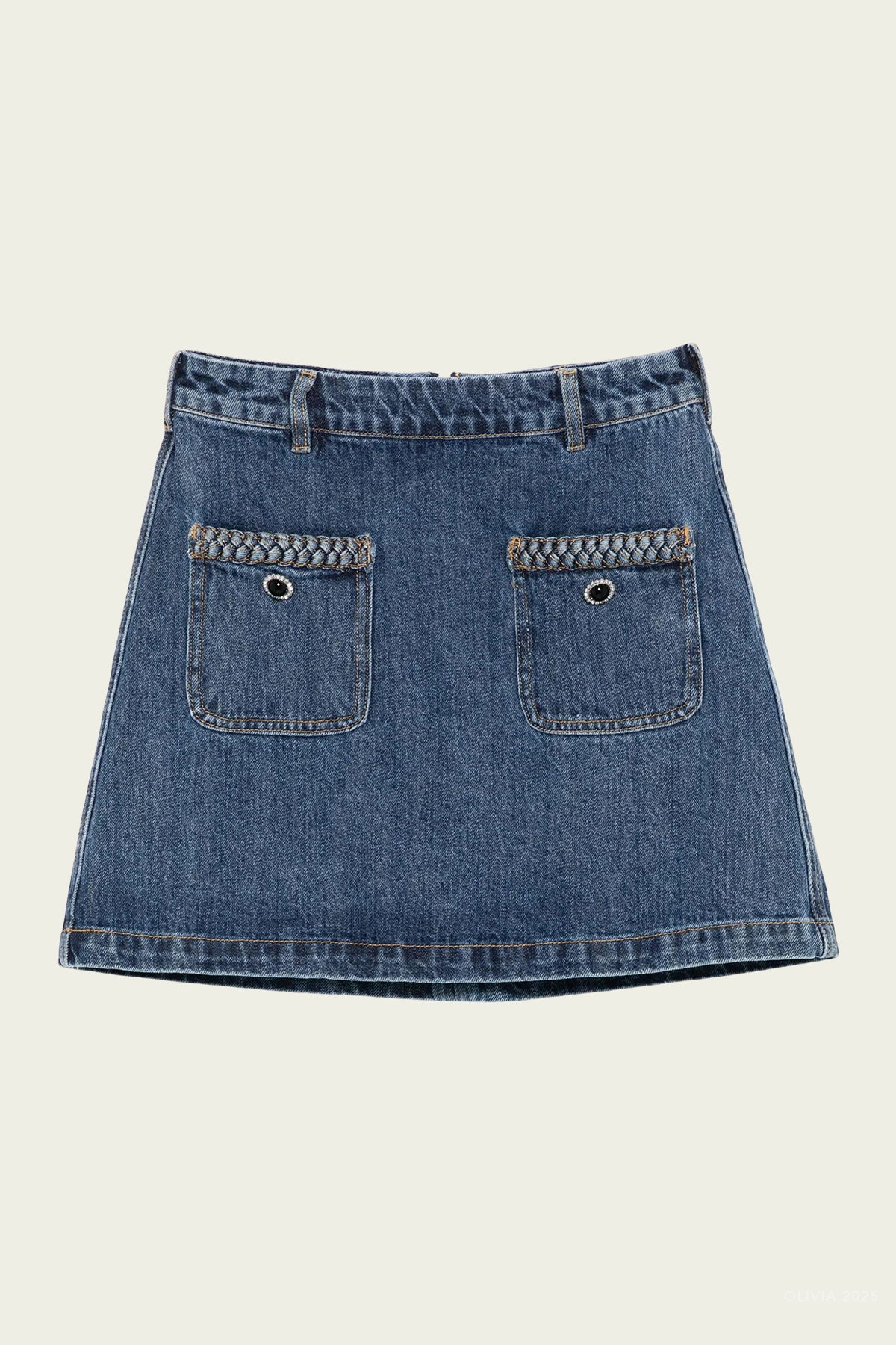 Denim Braided Mini Skirt