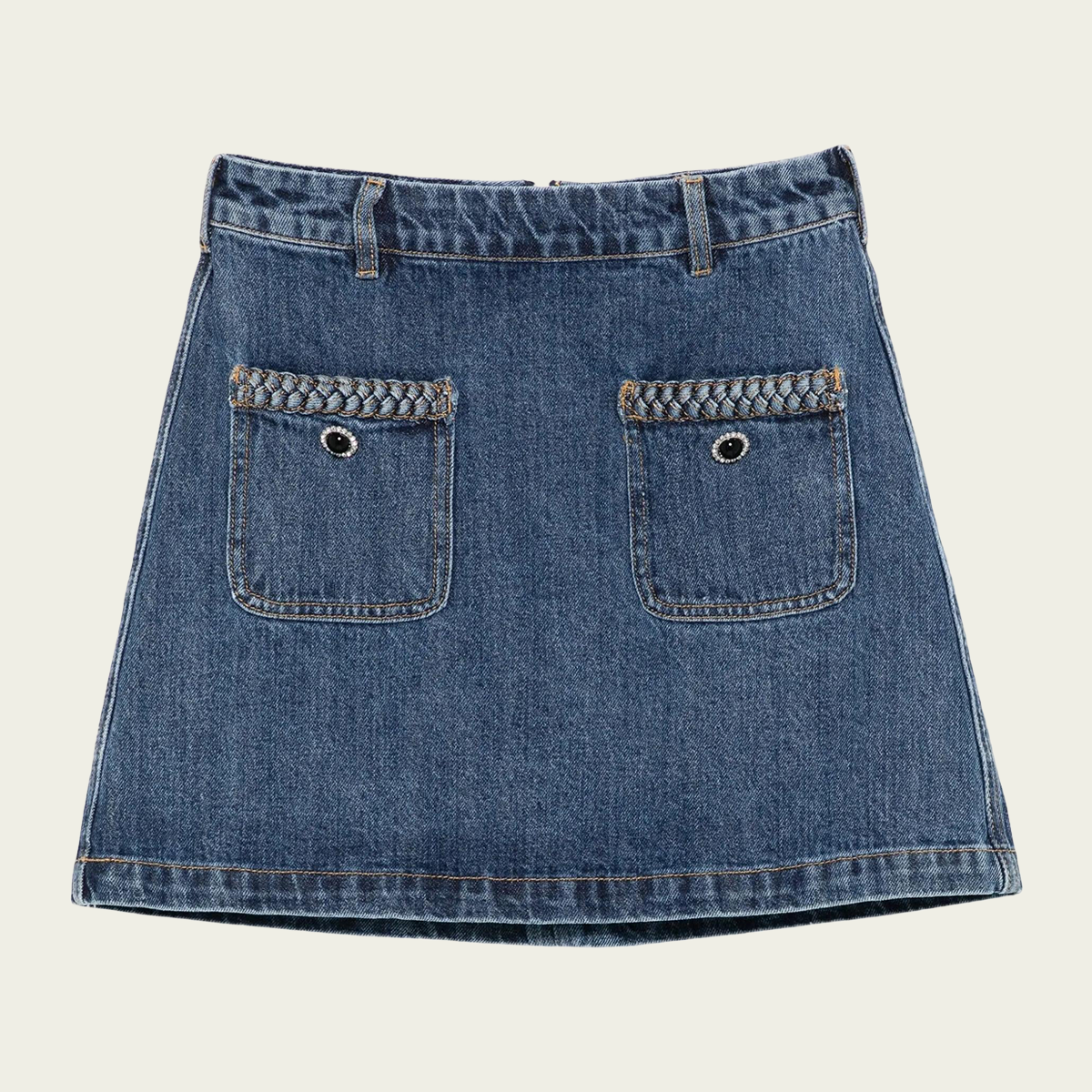 Denim Braided Mini Skirt