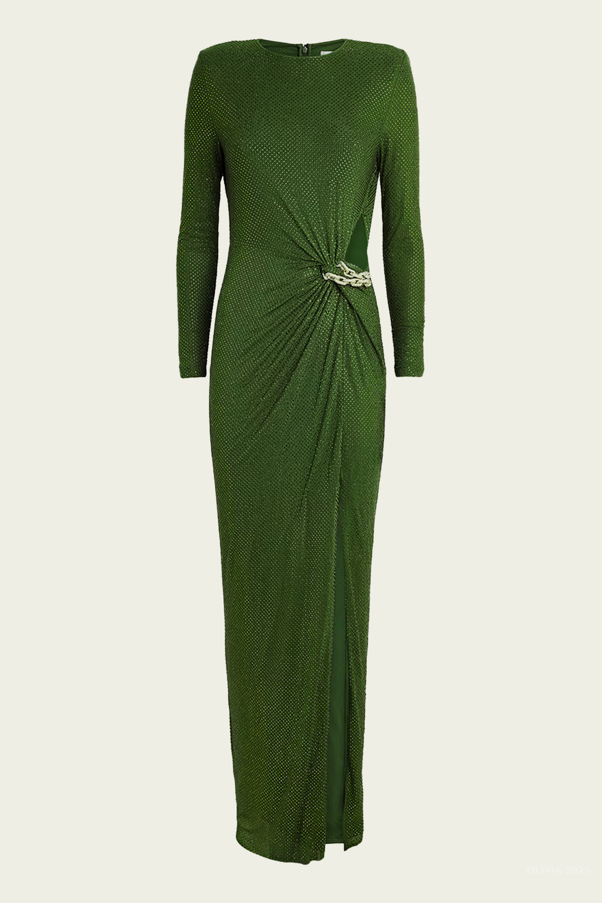 Olive Rhinestone Embellished Maxi Dress