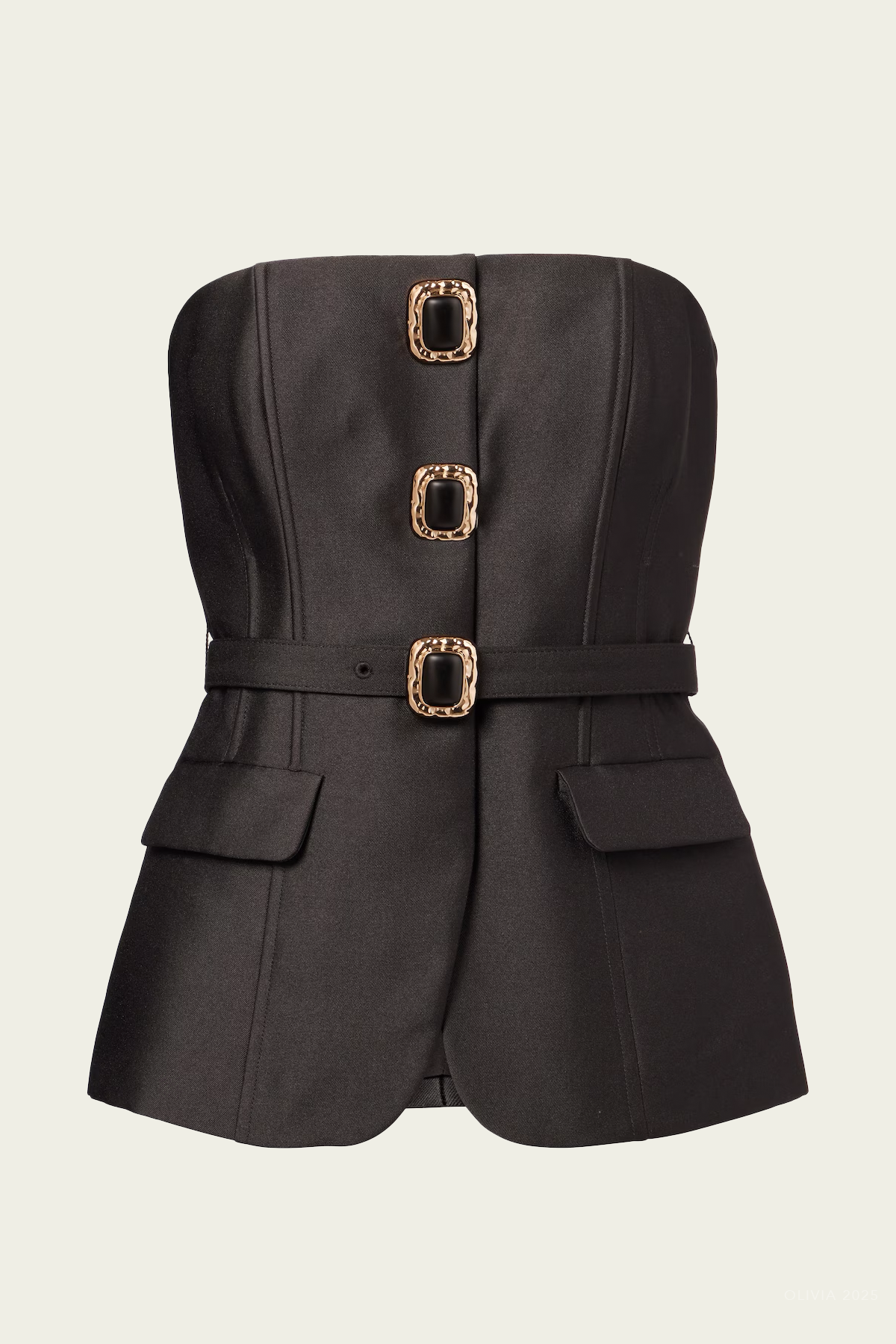 Black Taffeta Bandeau Top