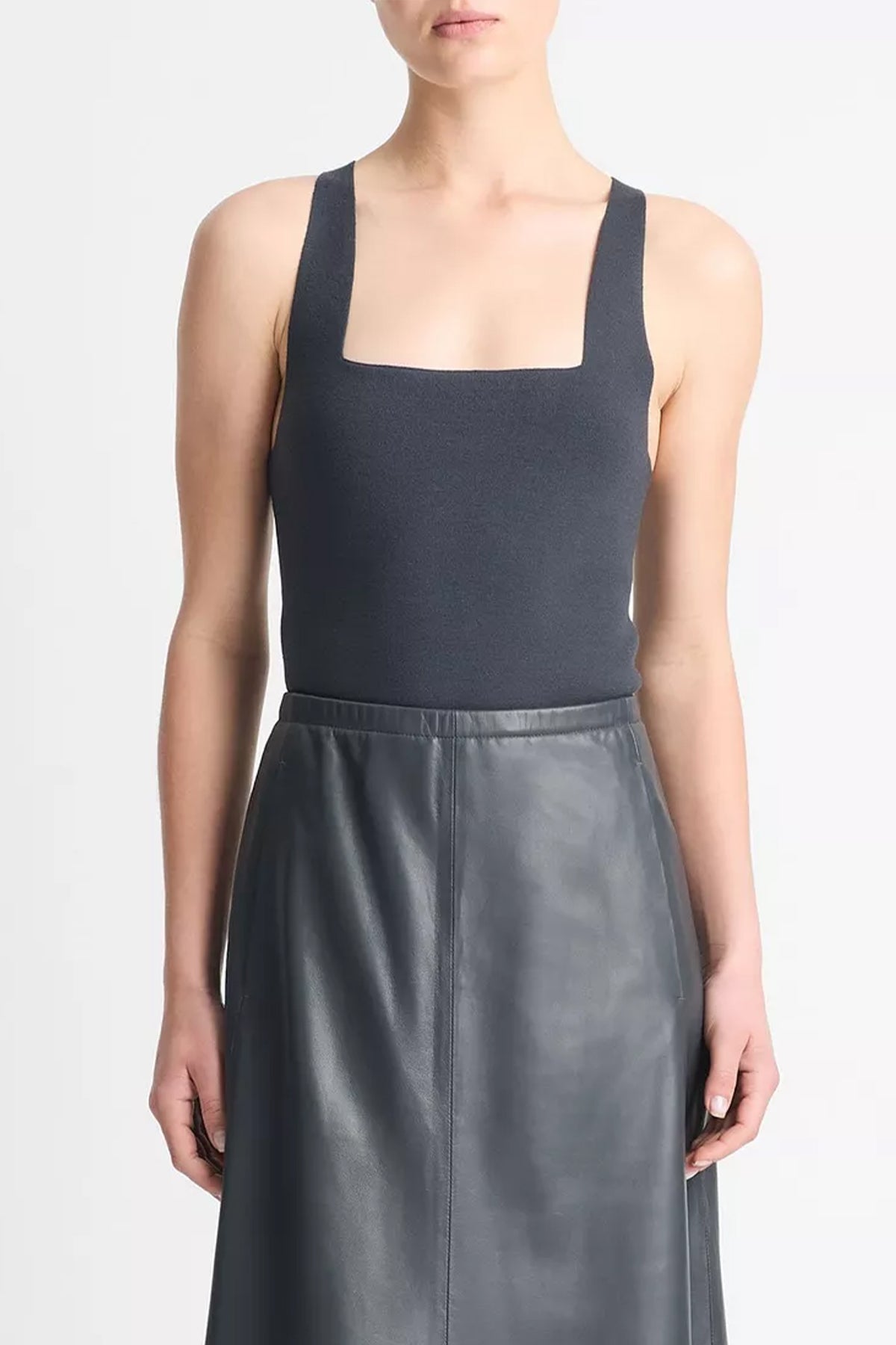 Square - Neck Racerback Tank Top in Graphite - shop - olivia.com