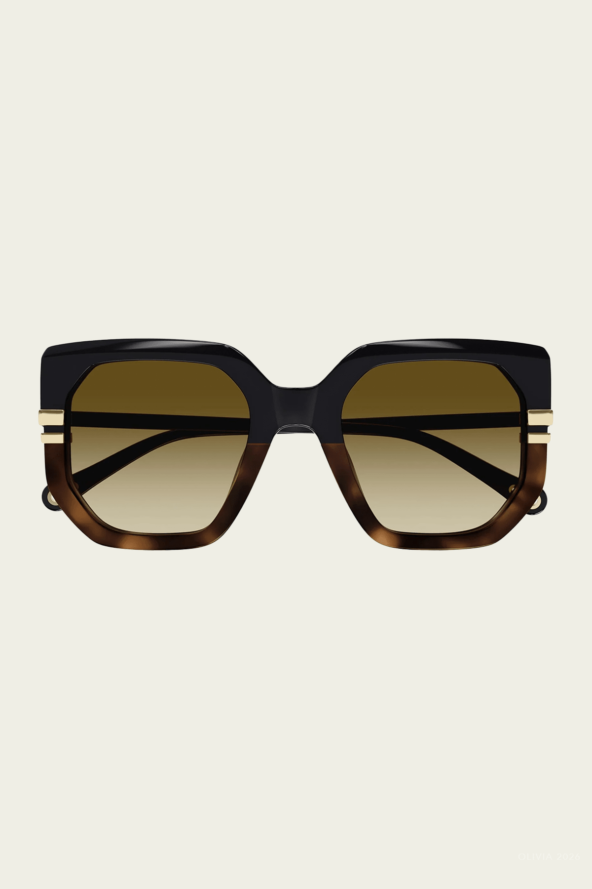 Square Two-Tone Sunglasses in Black Brown - shop-olivia.com