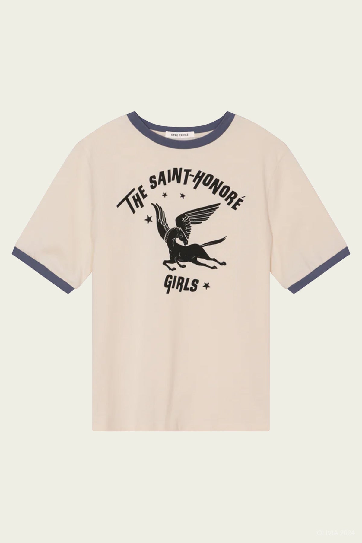 St. Honore Girls Ringer T-Shirt in Ecru Navy - shop - olivia.com