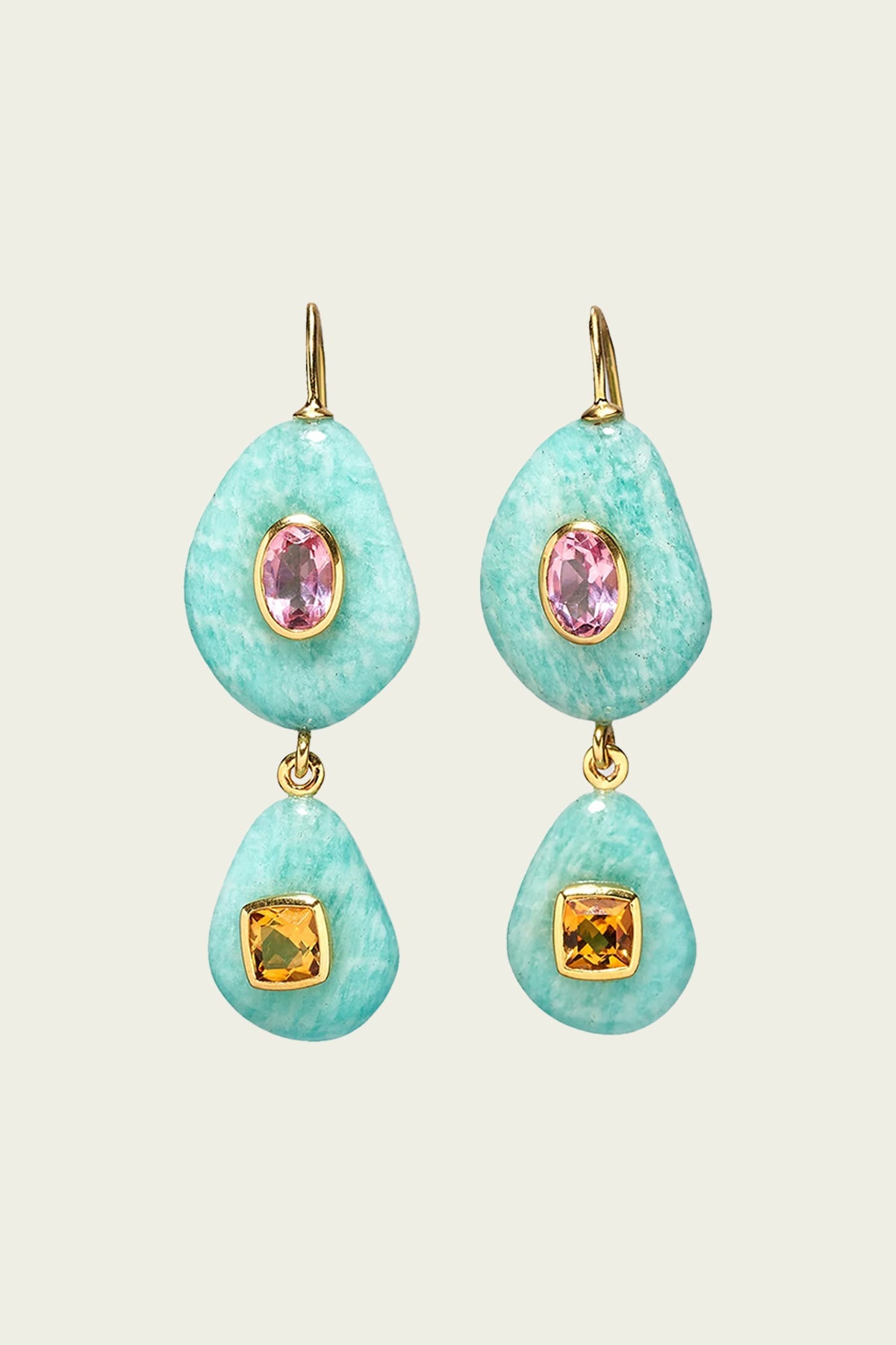 Stacked Stone Earrings in Amazonite - shop - olivia.com