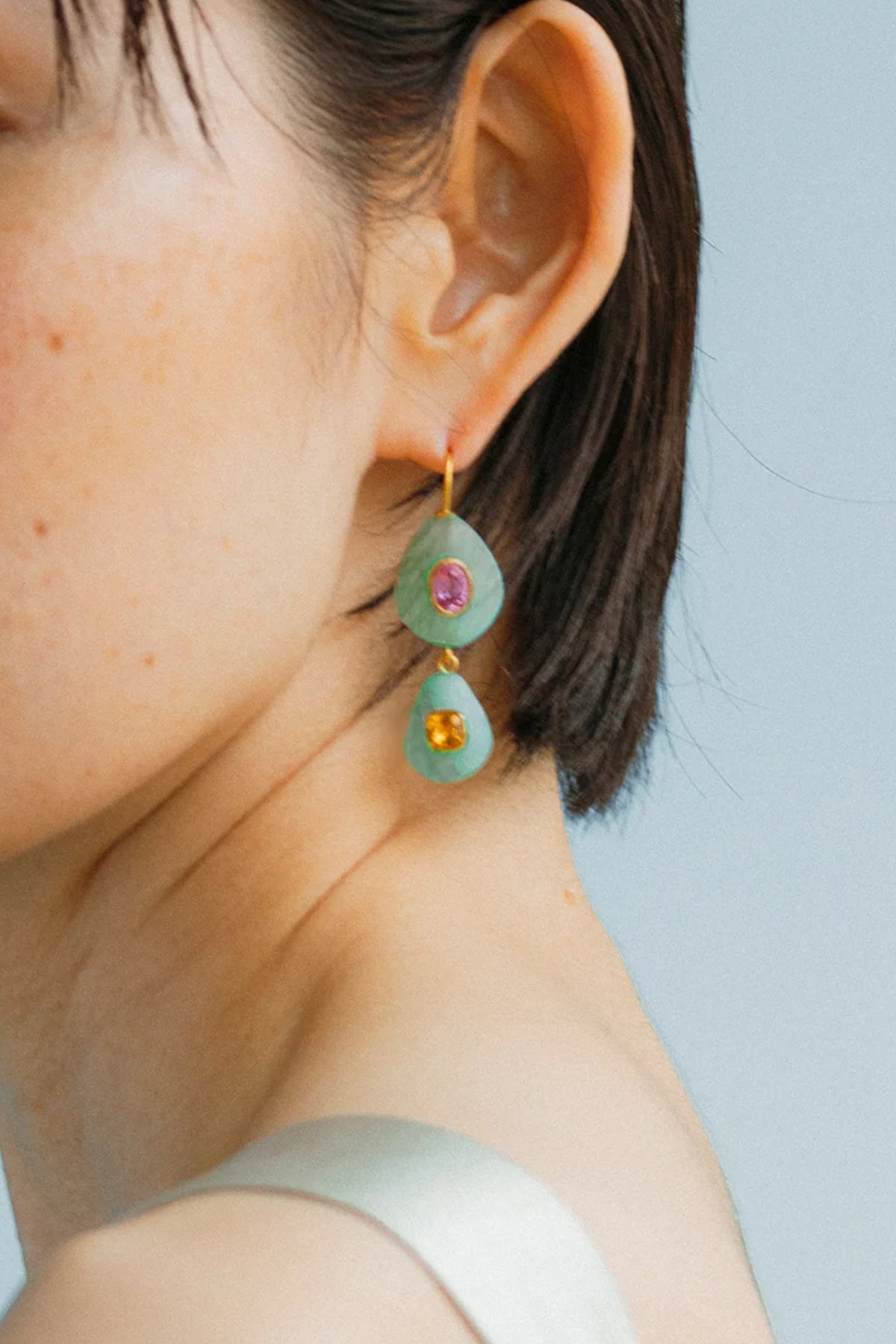 Stacked Stone Earrings in Amazonite - shop - olivia.com