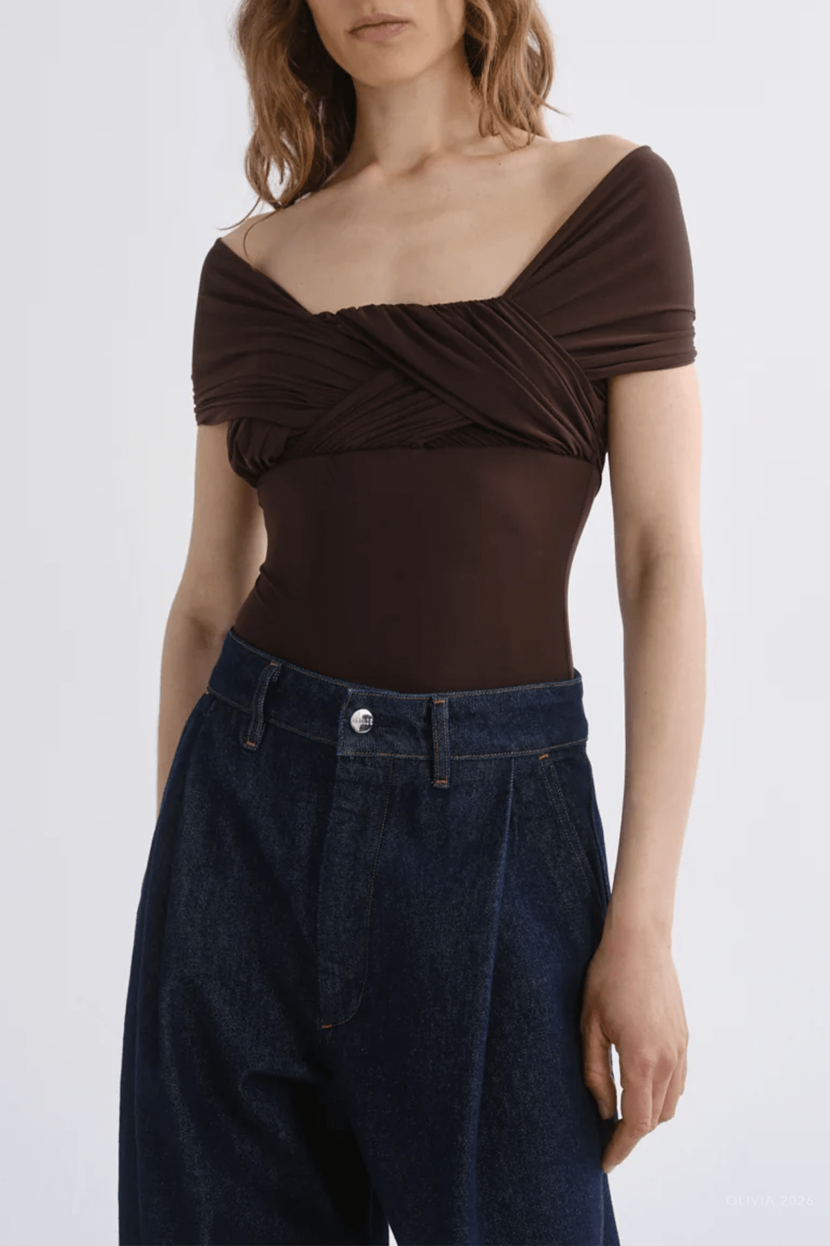 Stam Bodysuit in Chocolate - shop-olivia.com